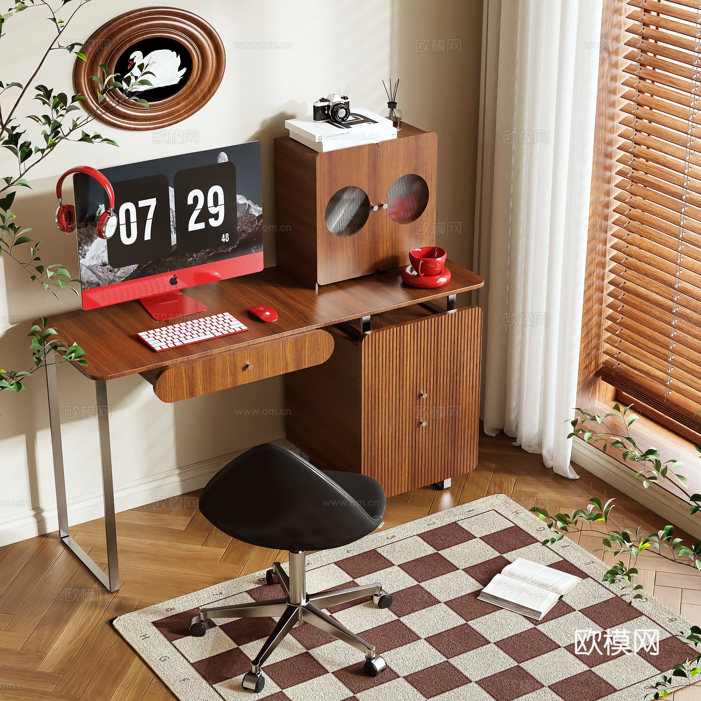Middle-aged style desk 3d model