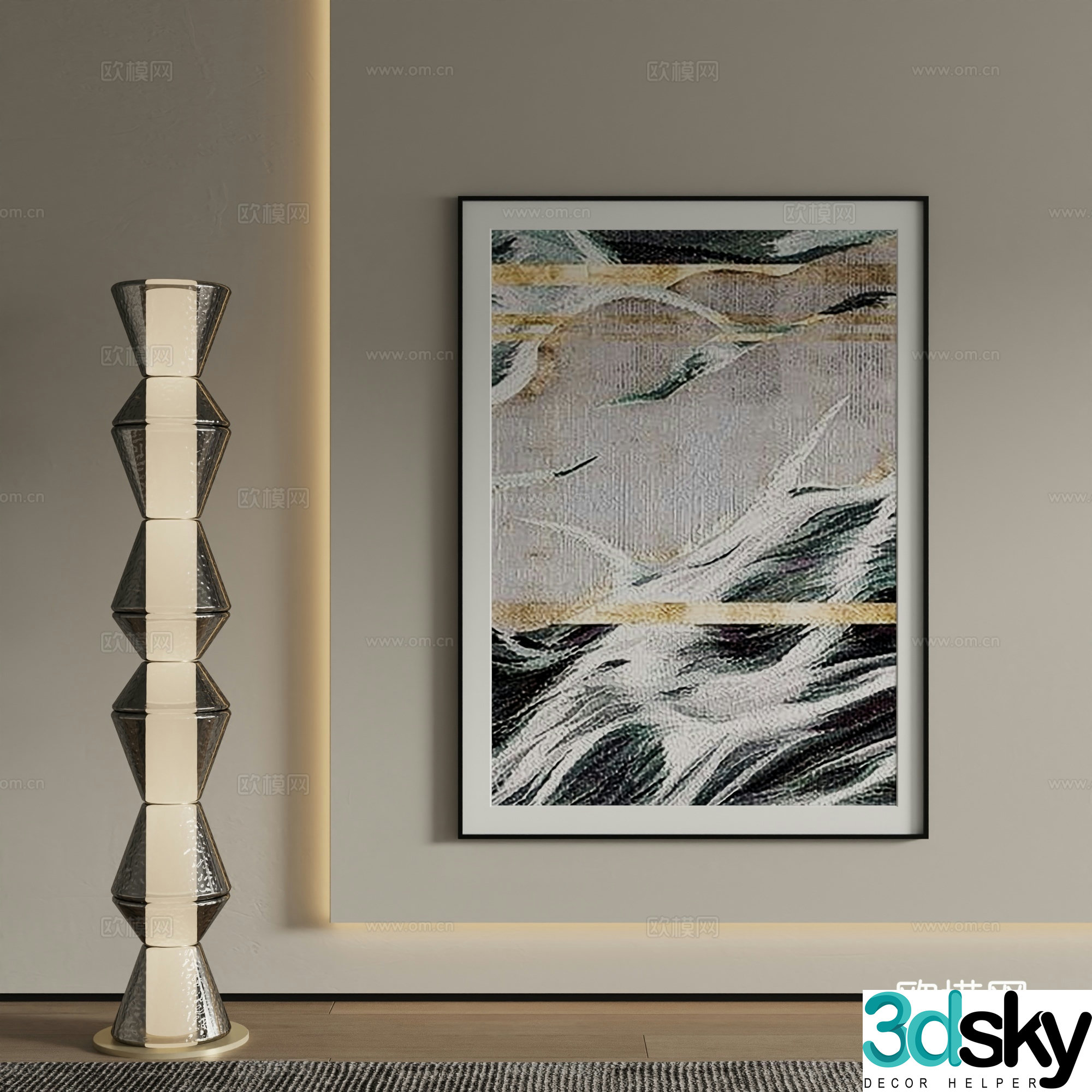 Modern abstract painting Decorative painting 3d model