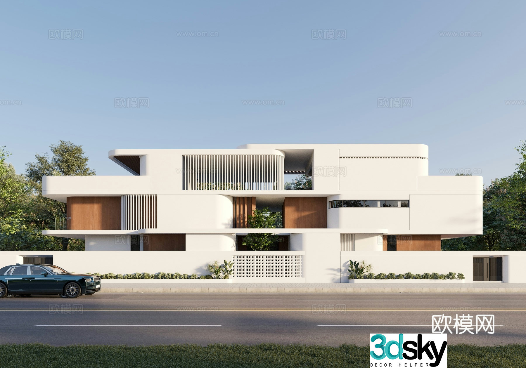Modern villa building appearance 3D model