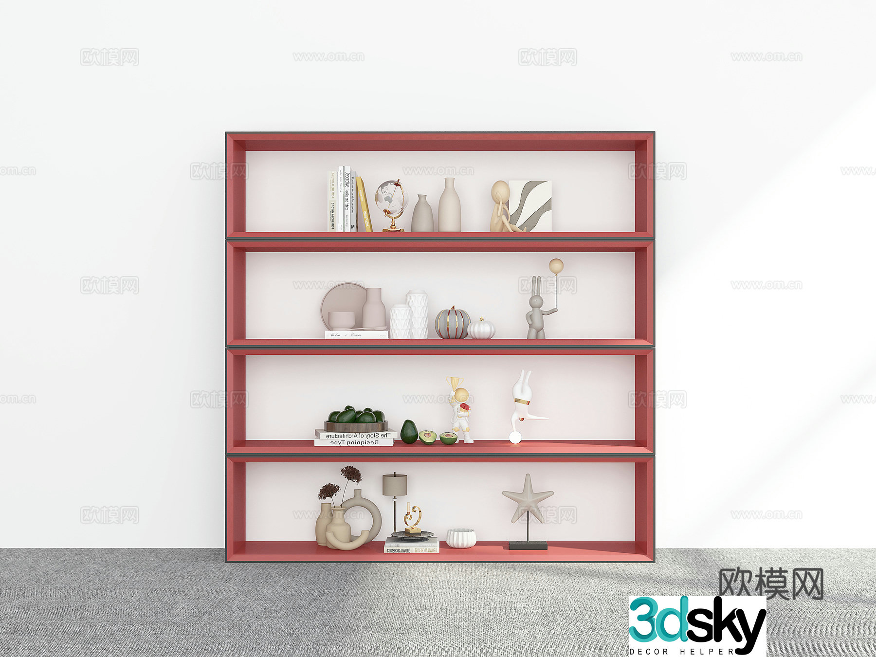 Modern bookshelf shelf 3d model