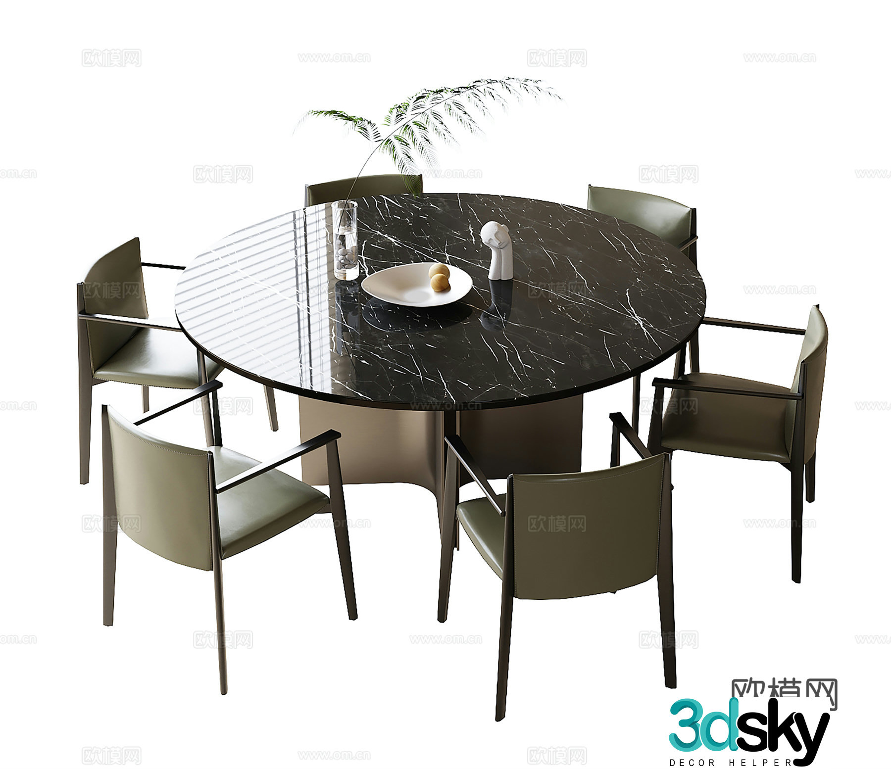 Modern round dining table 3d model