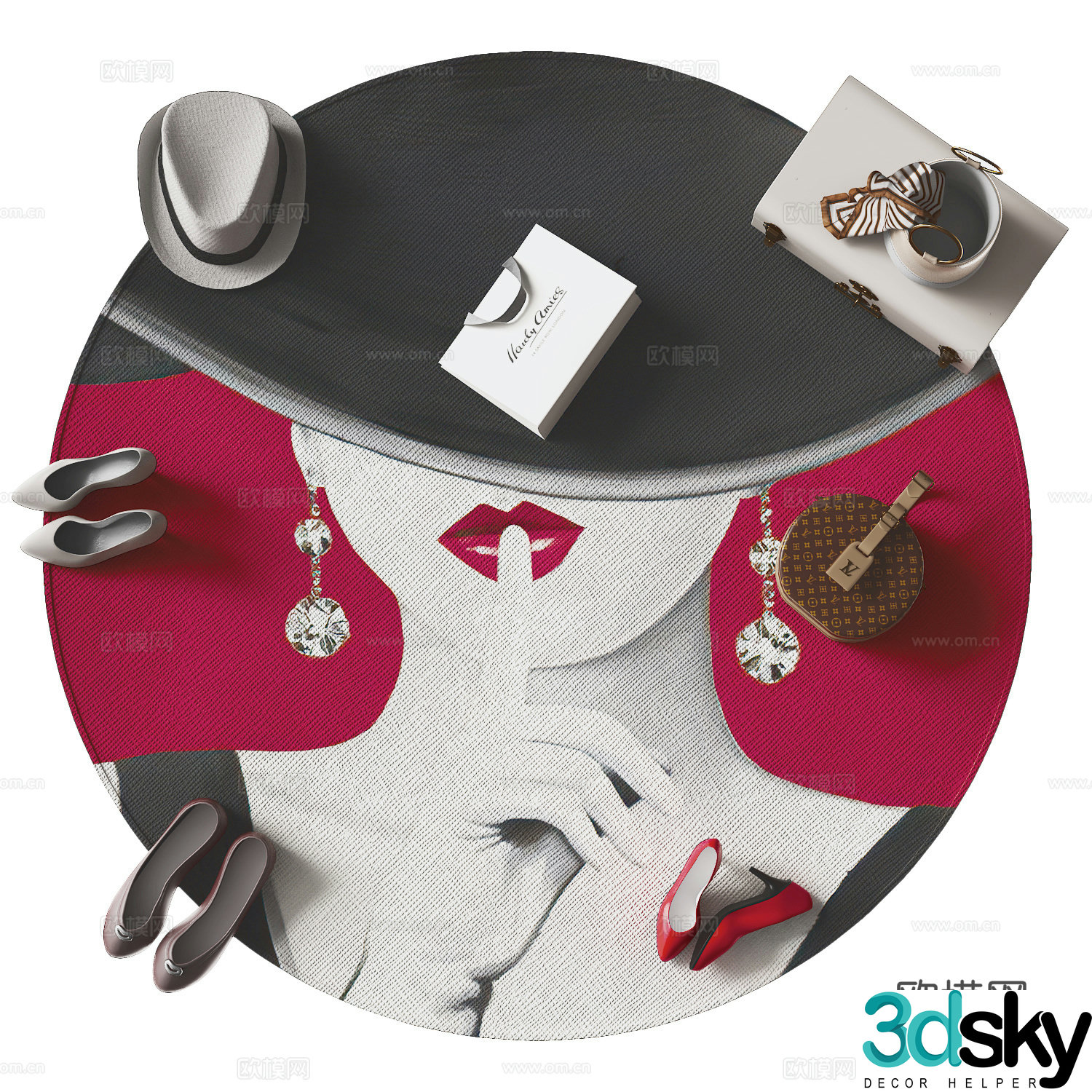 Modern round carpet 3d model