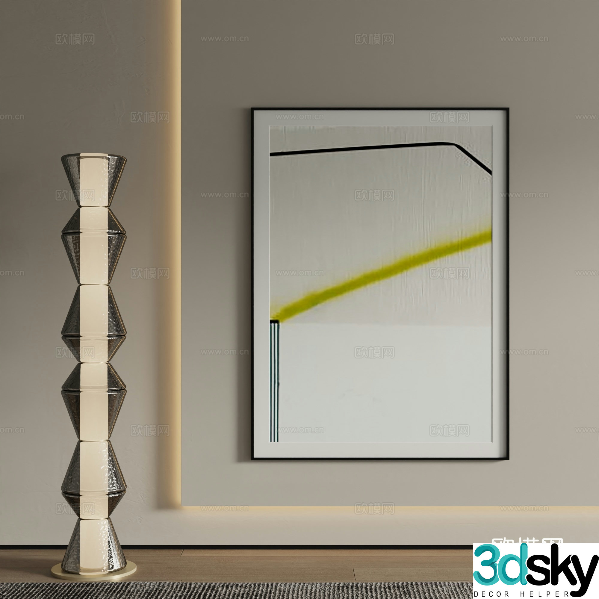 Modern abstract painting Decorative painting 3d model