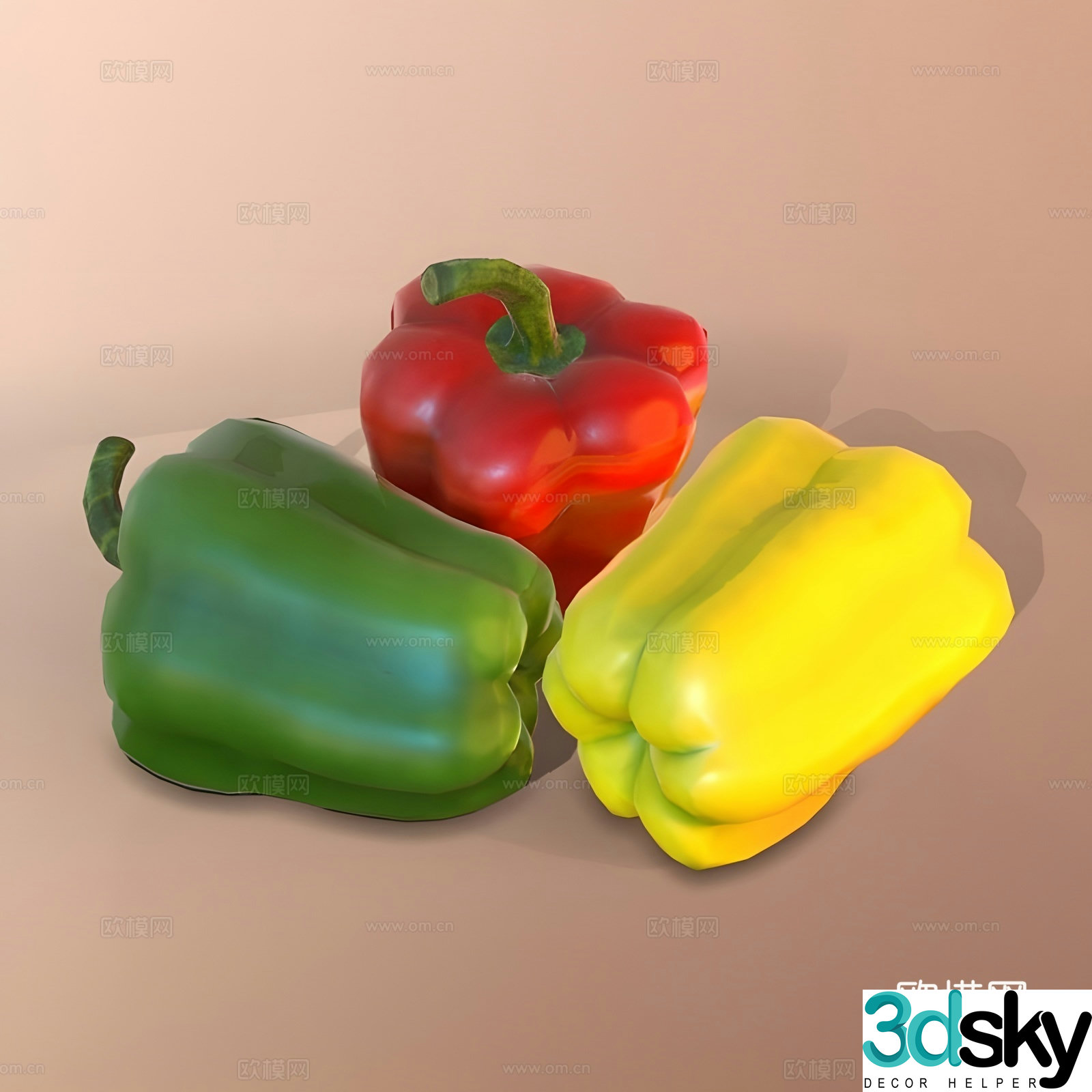 Colorful pepper pepper vegetable 3d model