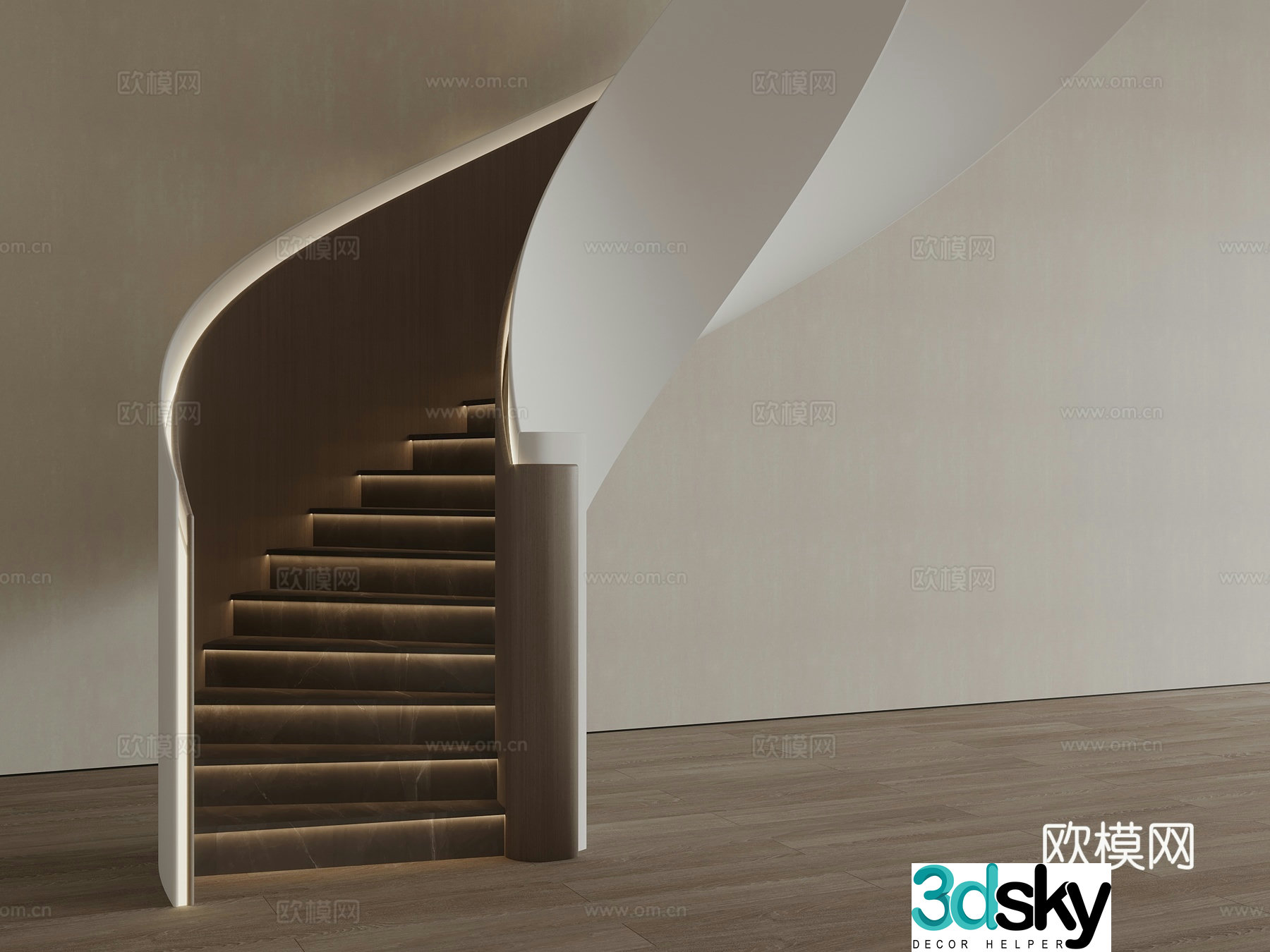 Modern spiral staircase 3d model