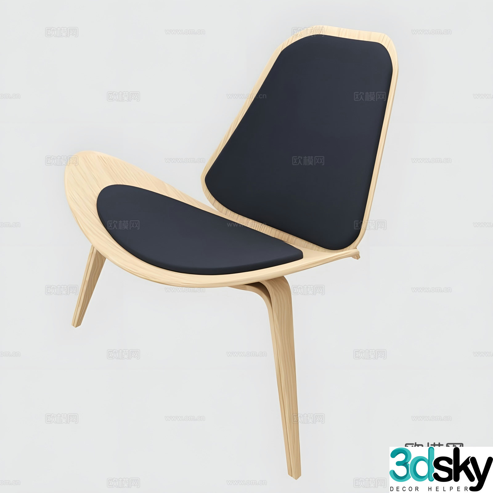 Classic wooden chair dining chair 3D model