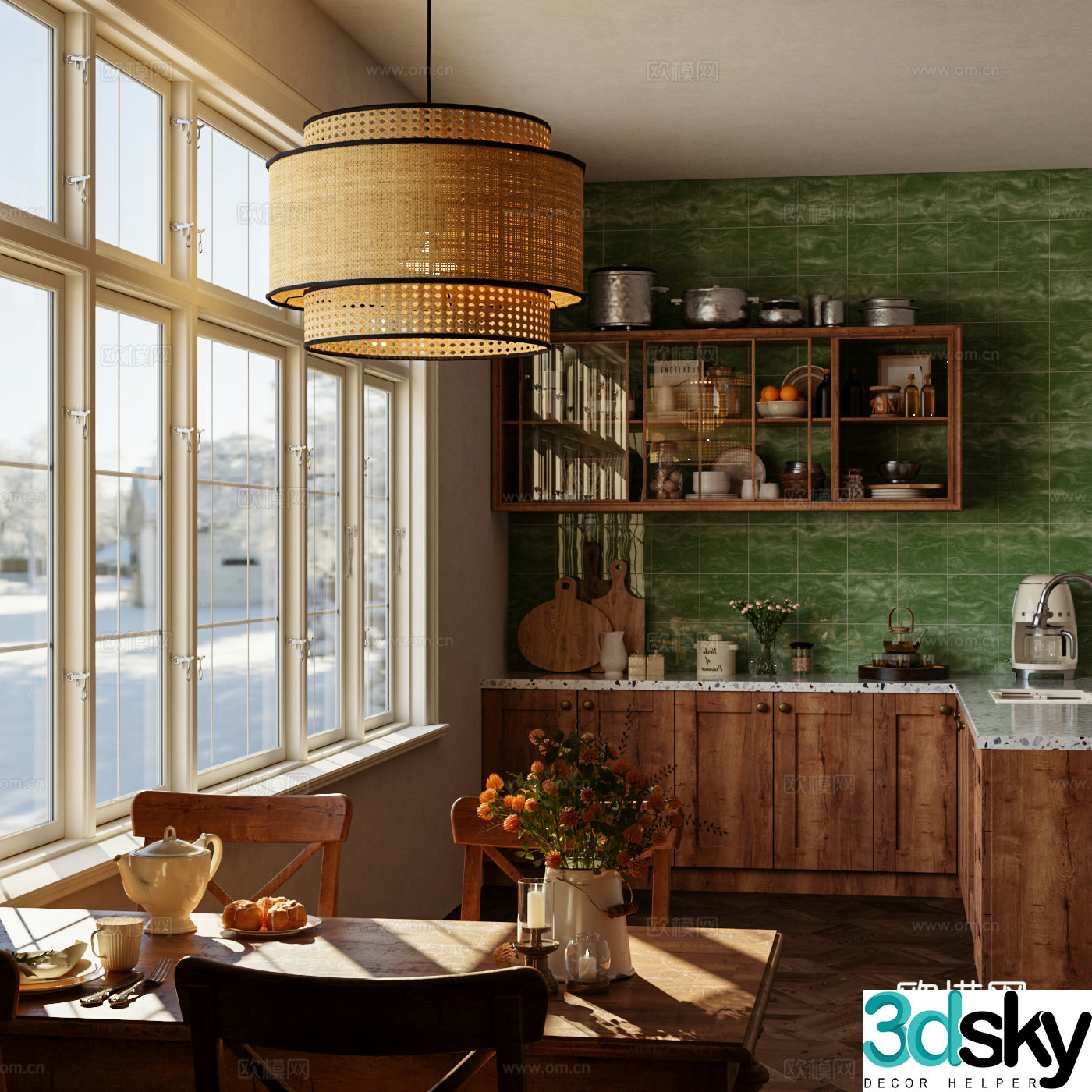 Middle style kitchen 3d model