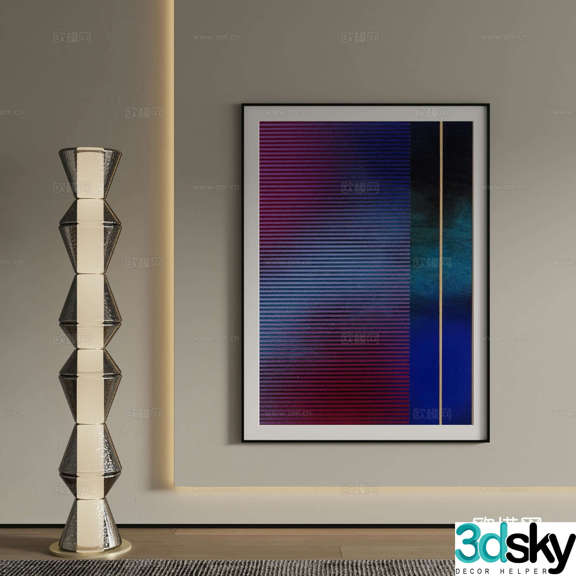 Modern abstract painting Decorative painting 3d model