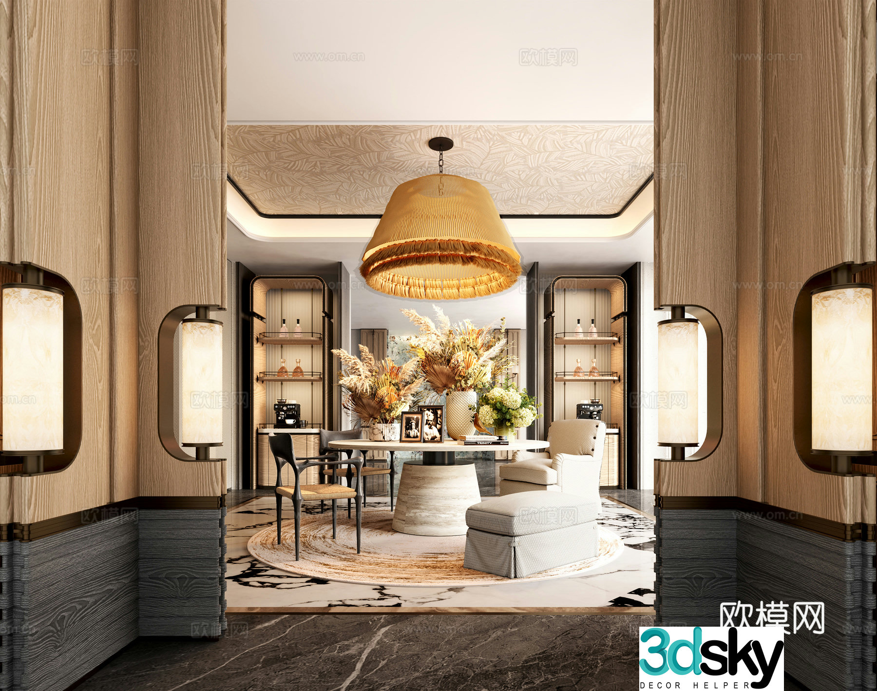 New Chinese Hotel Hall 3D model