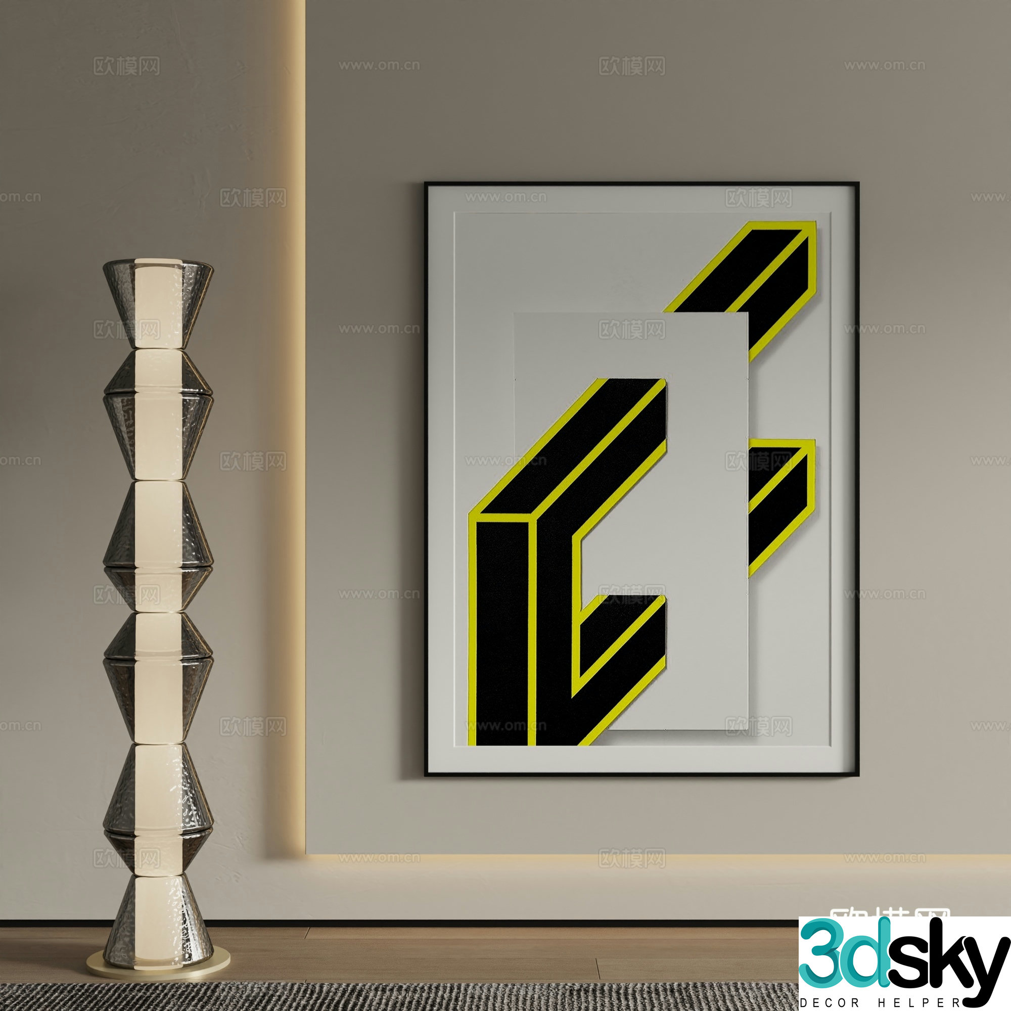 Modern abstract painting Decorative painting 3d model