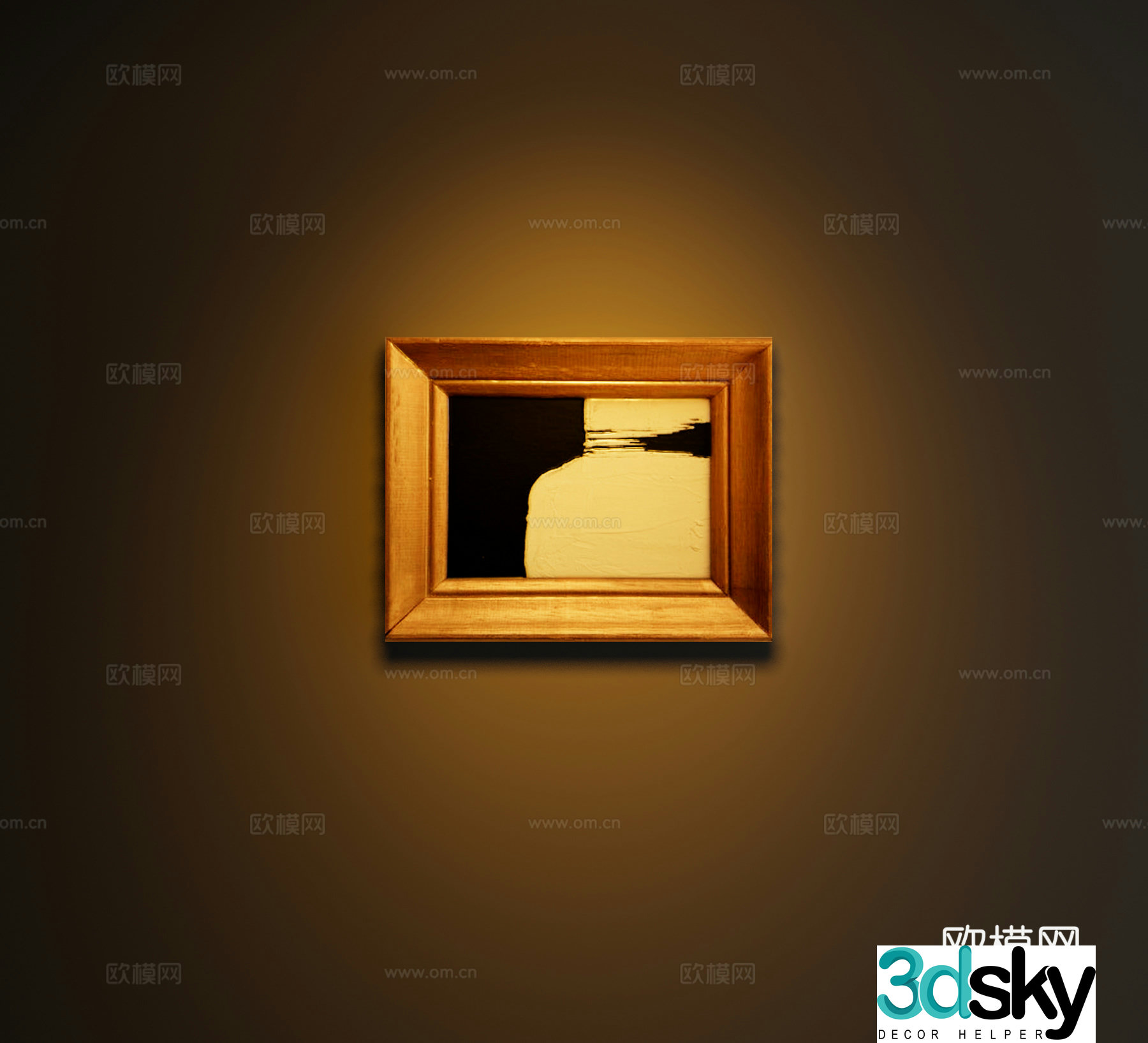 Modern hanging paintings wooden frame decoration painting 3d model