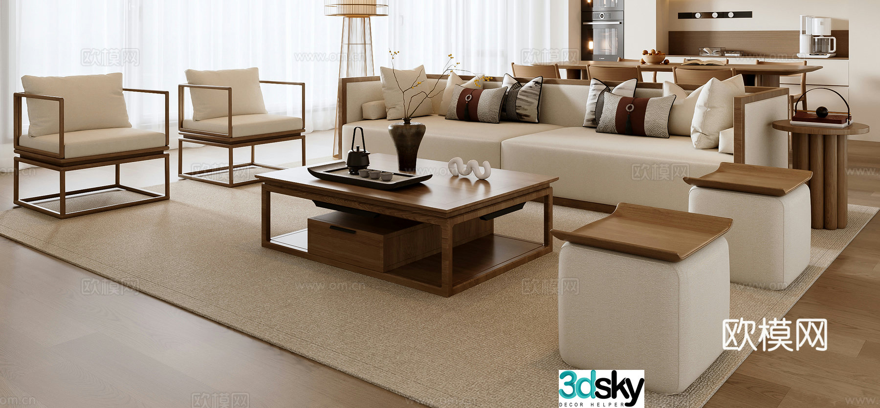New Chinese combination sofa 3D model
