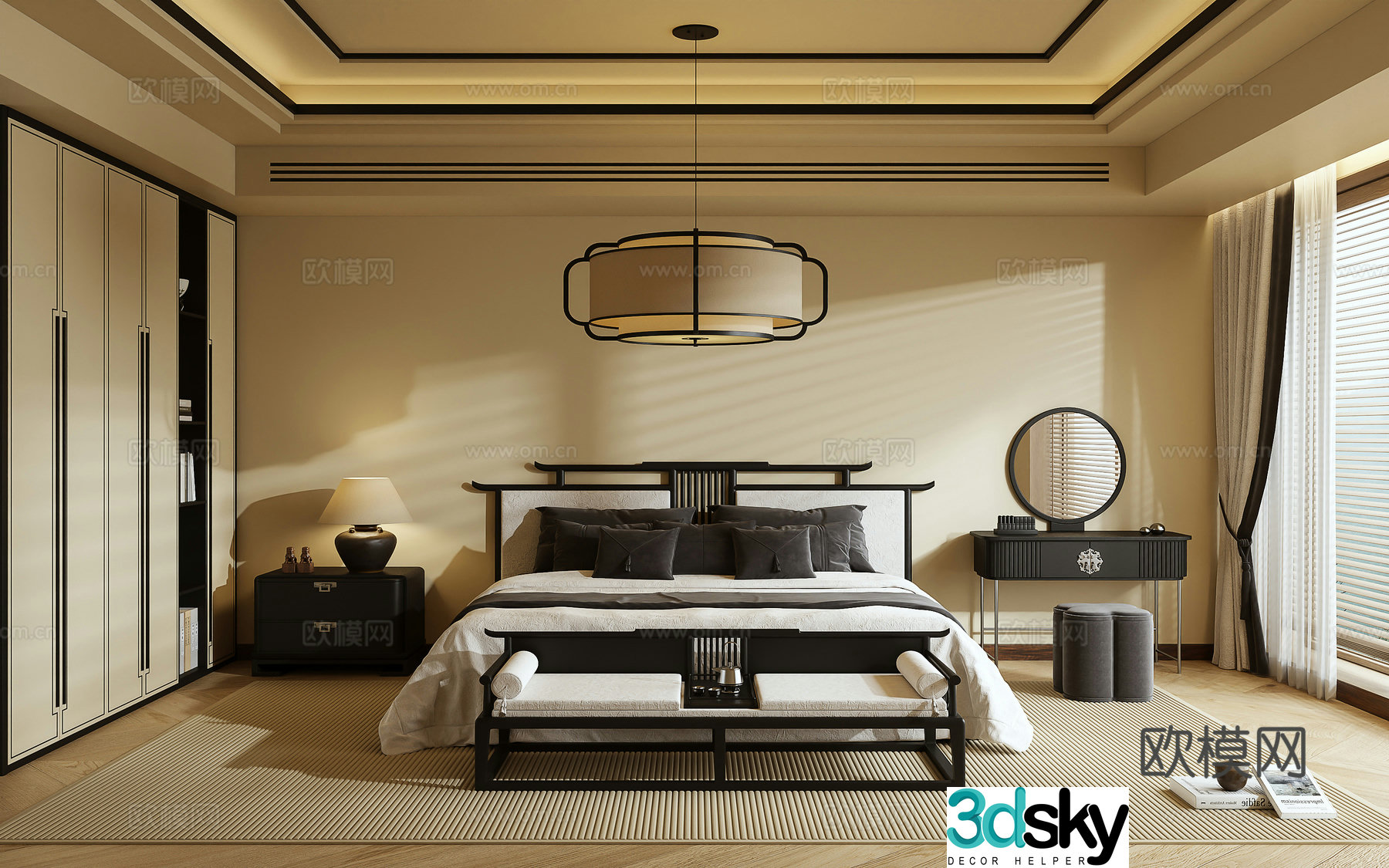 New Chinese style bedroom master bedroom 3D model