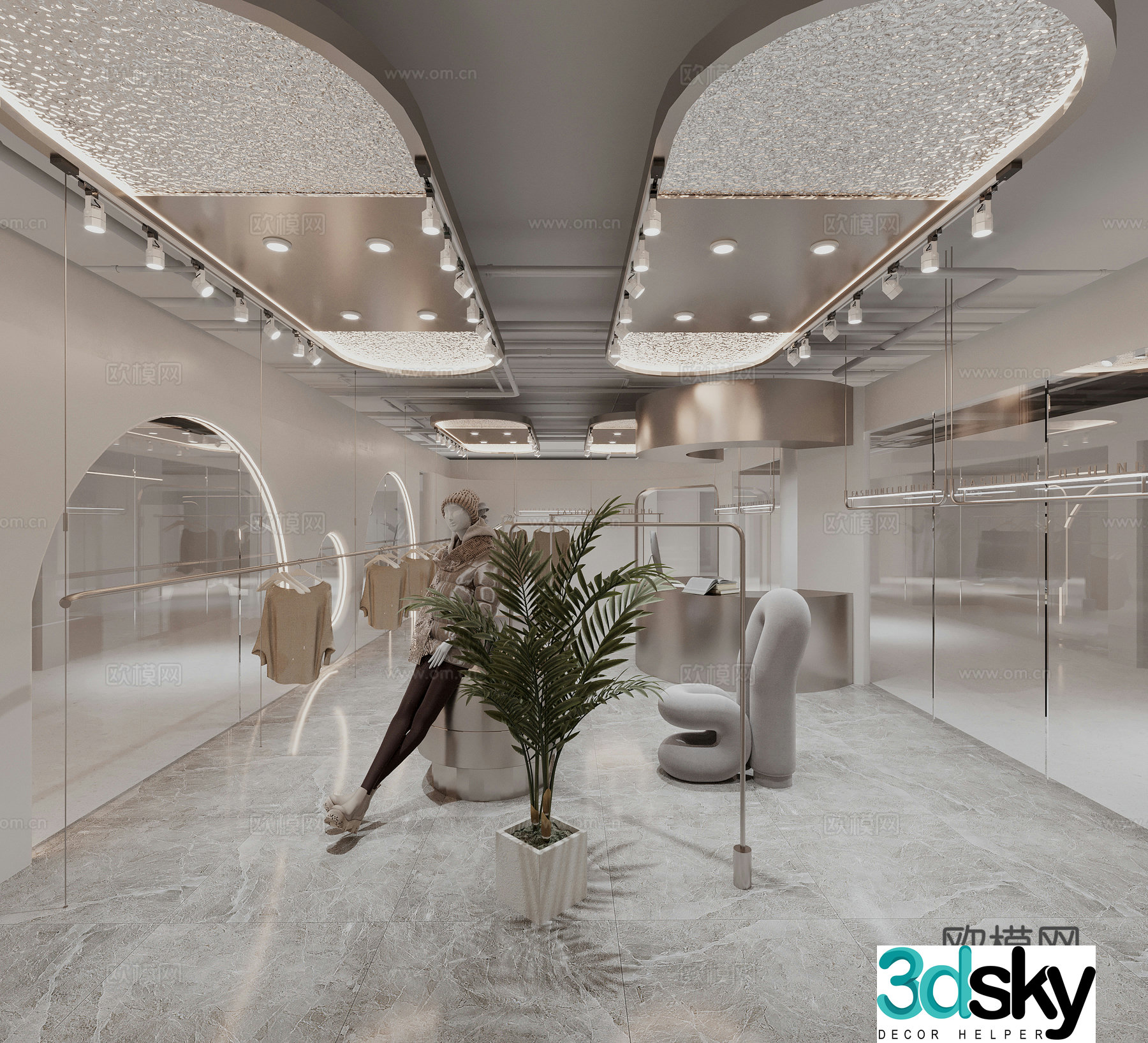 Modern women’s clothing store clothing store 3d model