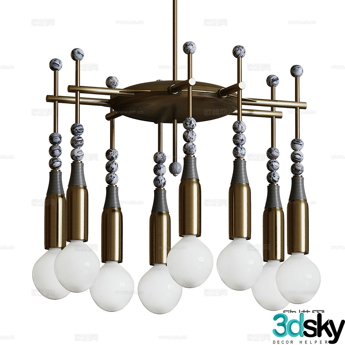 Light luxury chandeliers 3D model