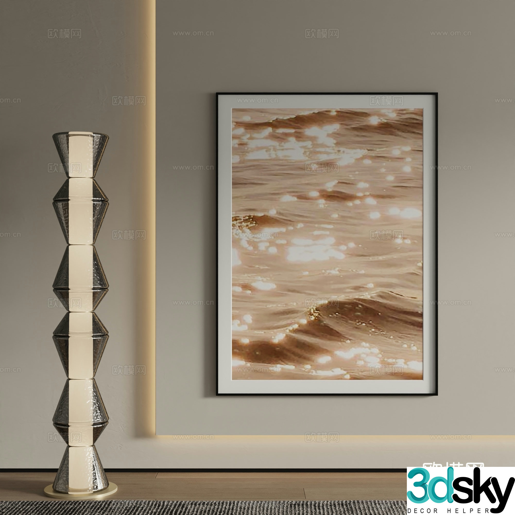 Modern abstract painting Decorative painting 3d model