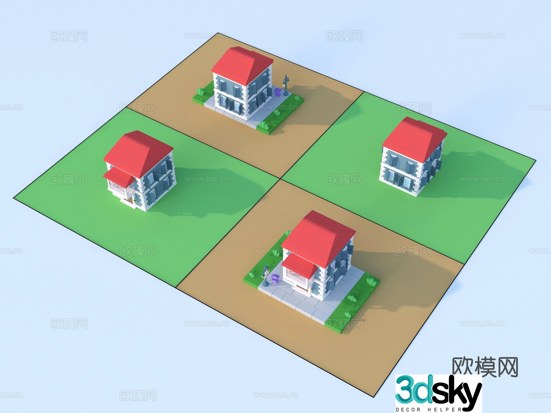 Cartoon toys architectural sketch 3d model
