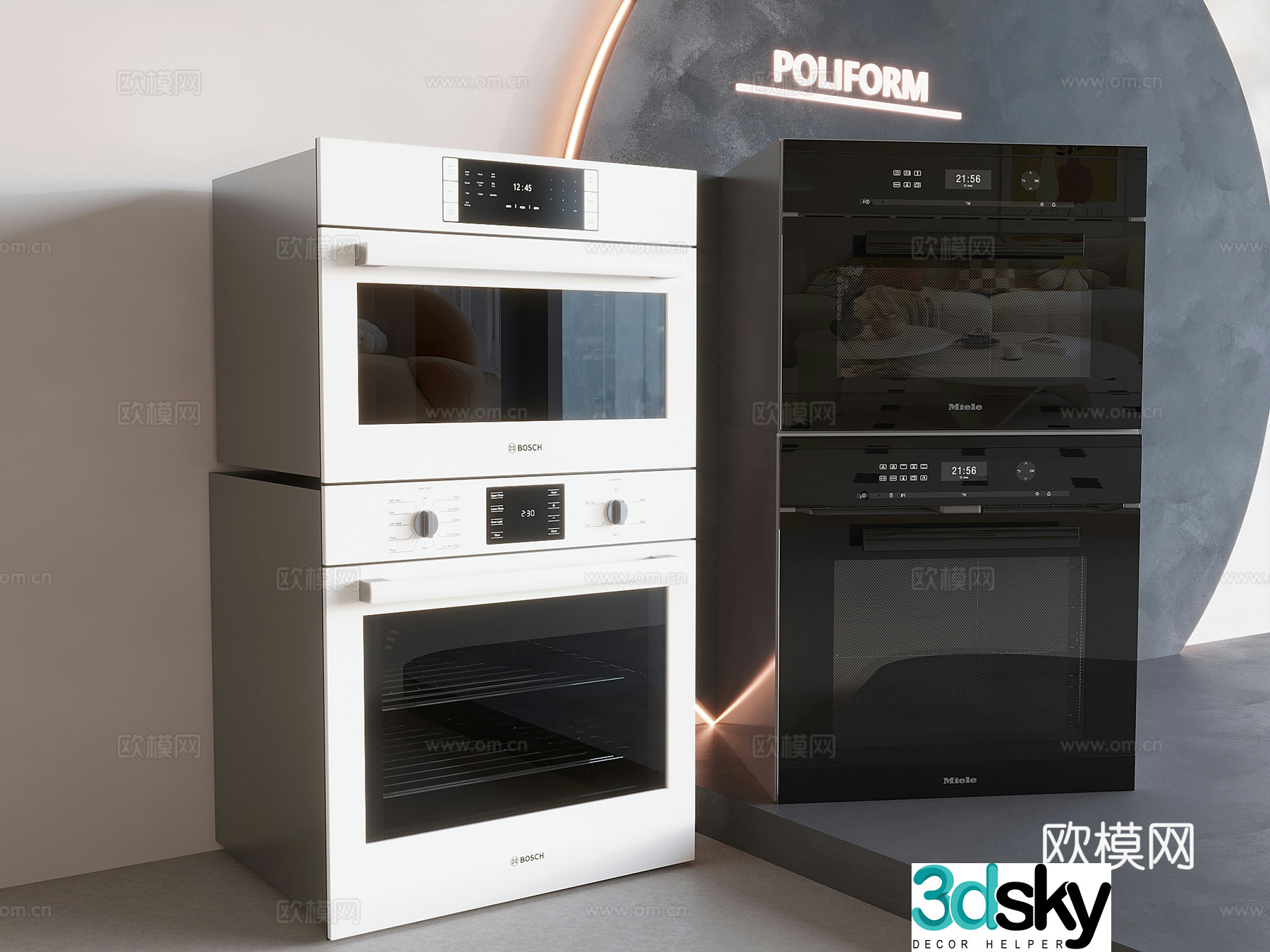 Intelligent embedded oven steaming baking integrated kitchen electrical steam box oven 3D model