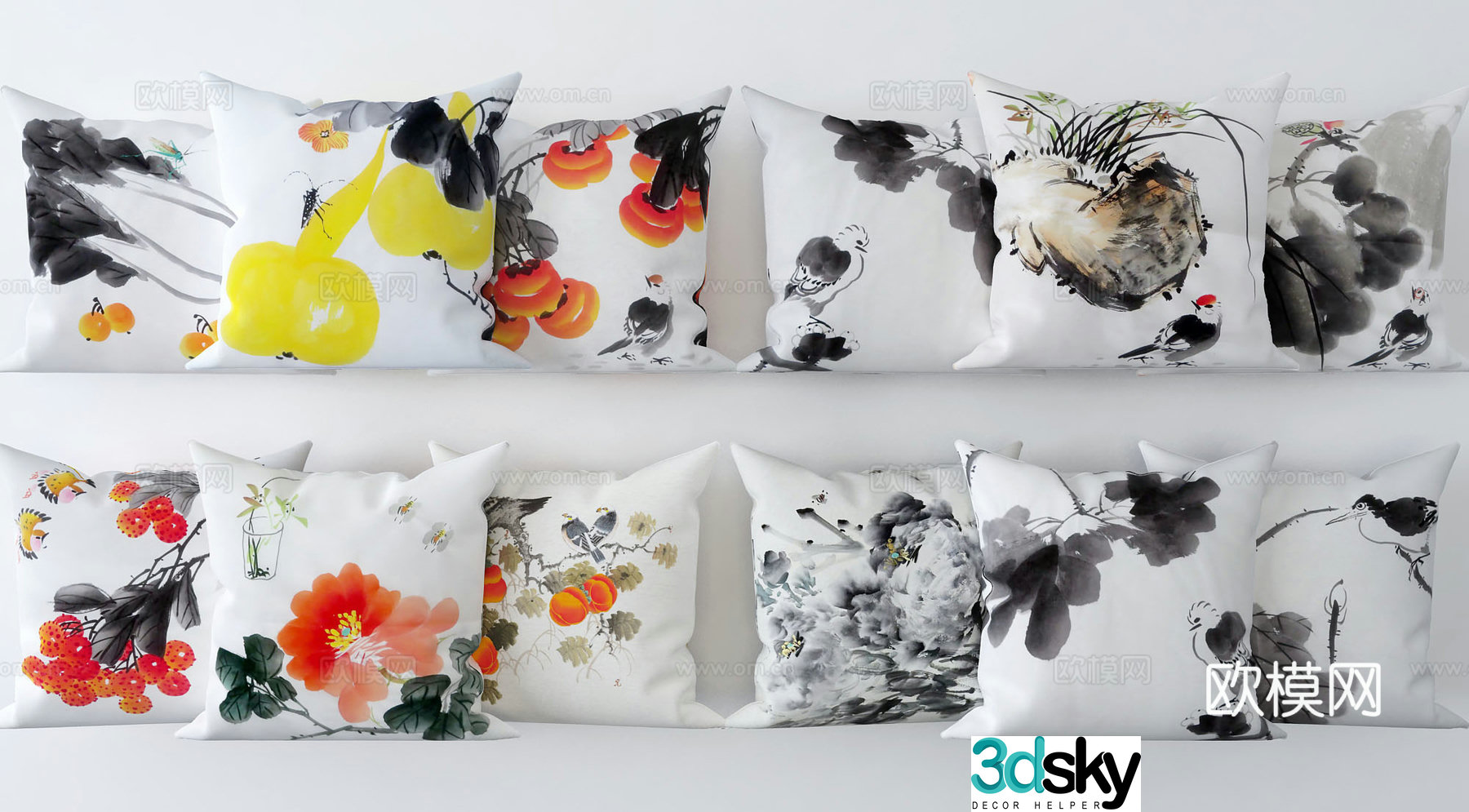 New Chinese style ink pillow 3D model