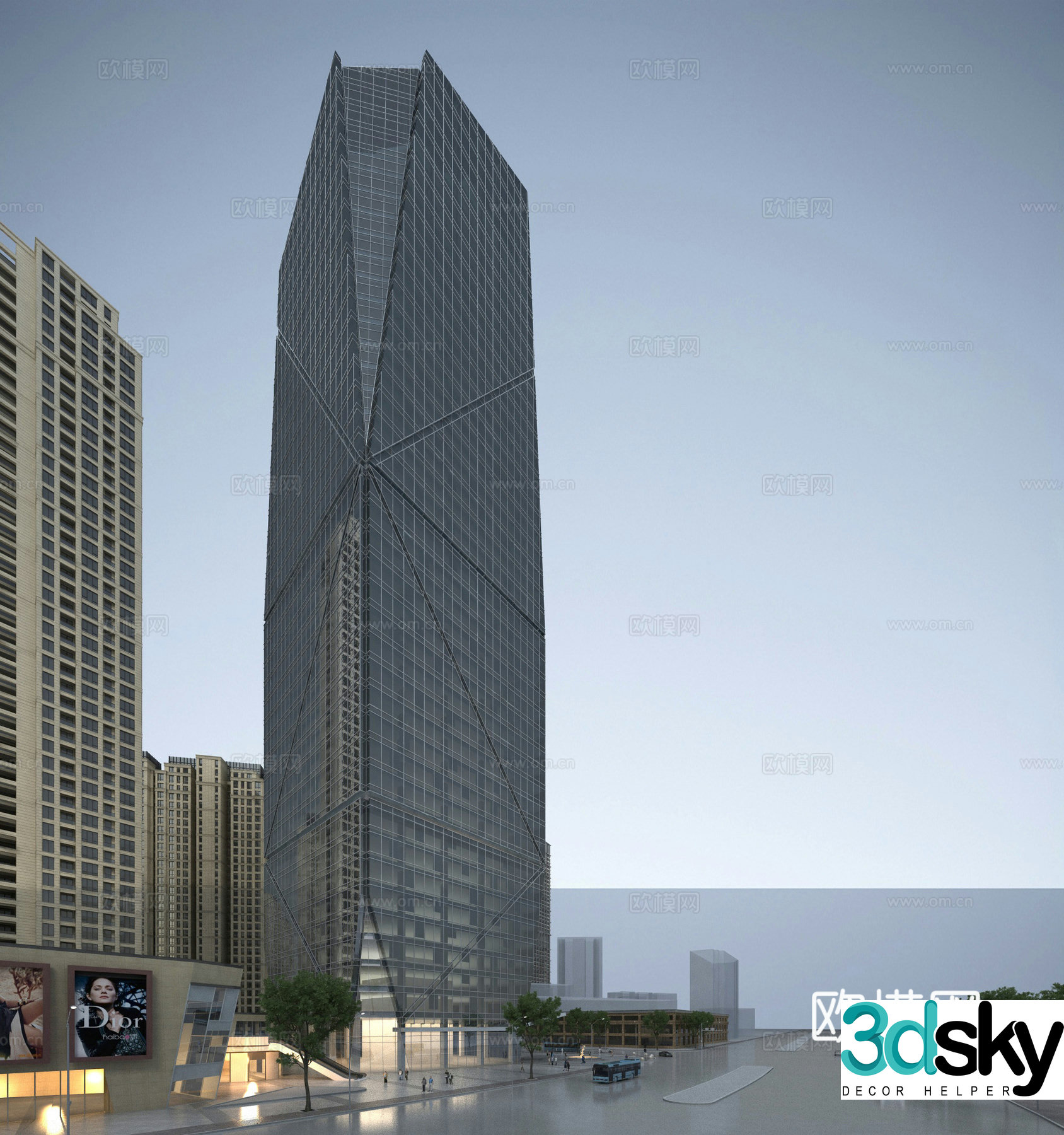 The appearance of the office building 3D model