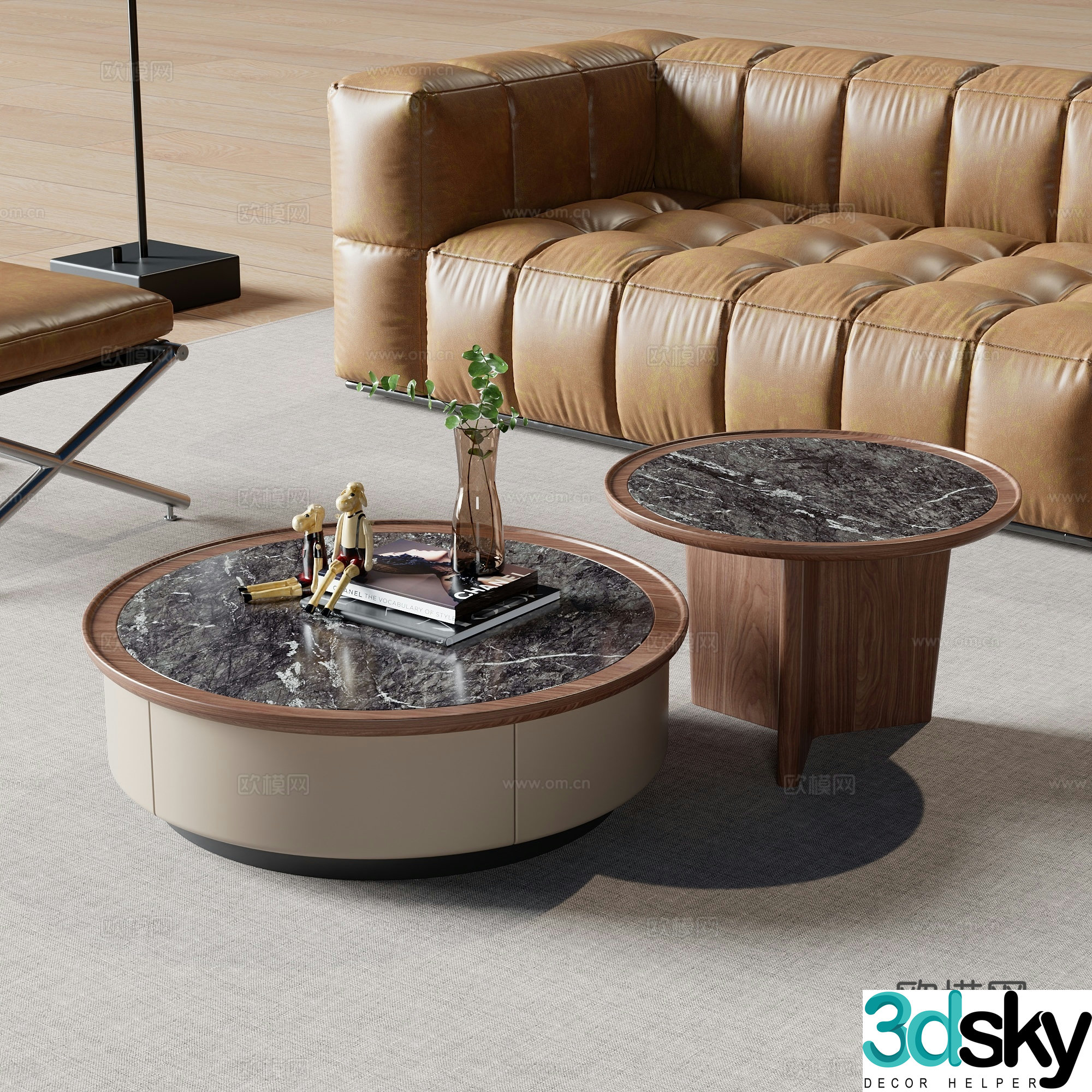 Middle-aged style mother-child coffee table 3D model