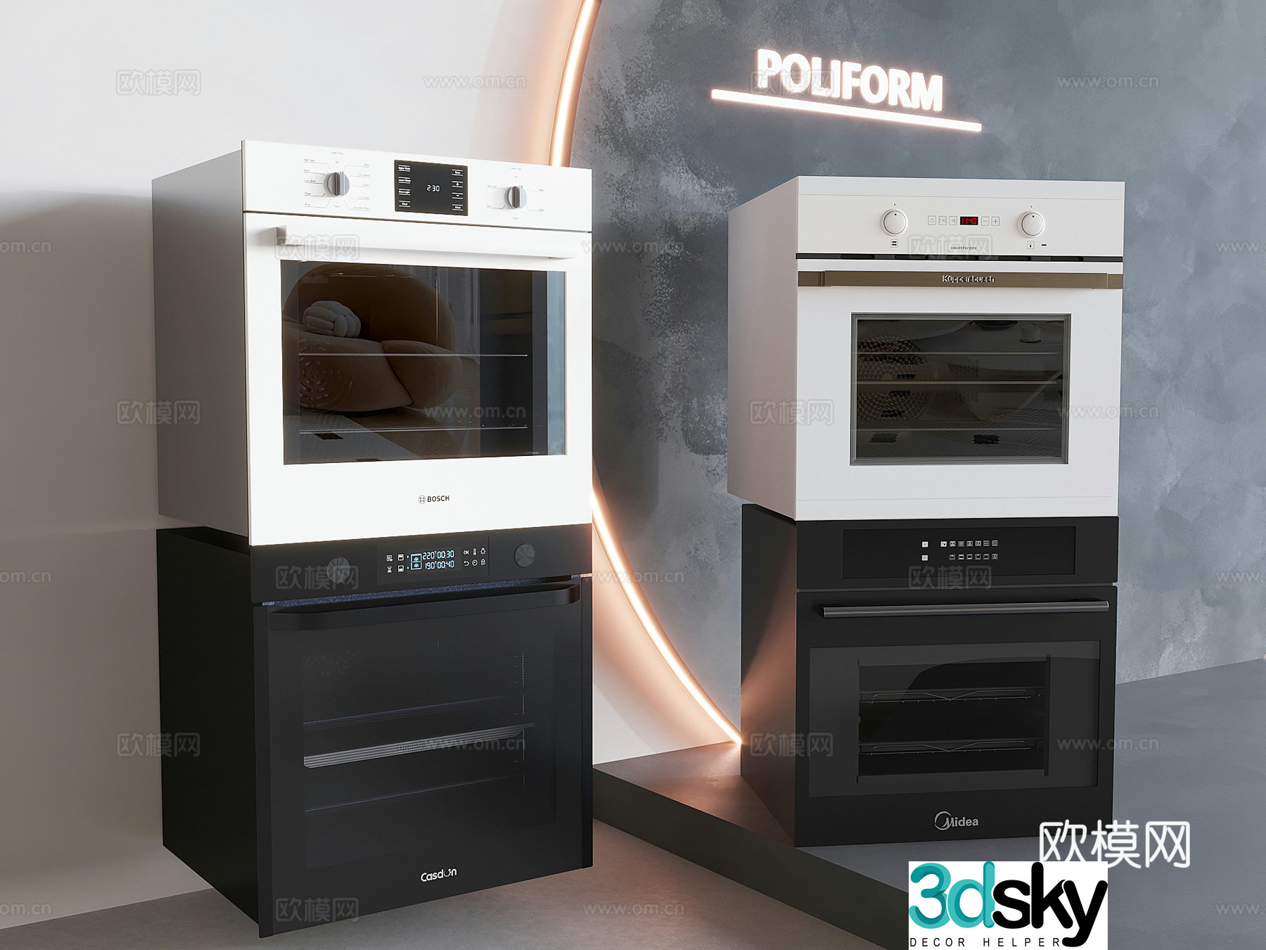 Intelligent embedded oven Steaming and baking kitchen appliances Steaming box Oven 3D model