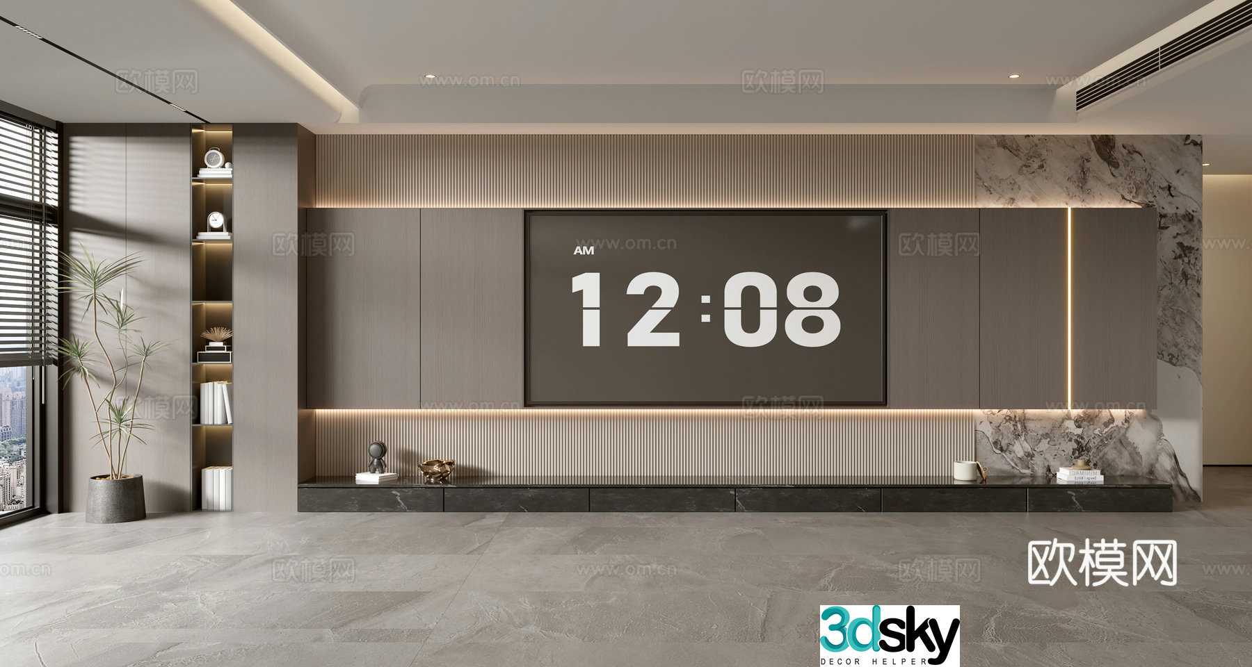 Modern TV background wall 3d model