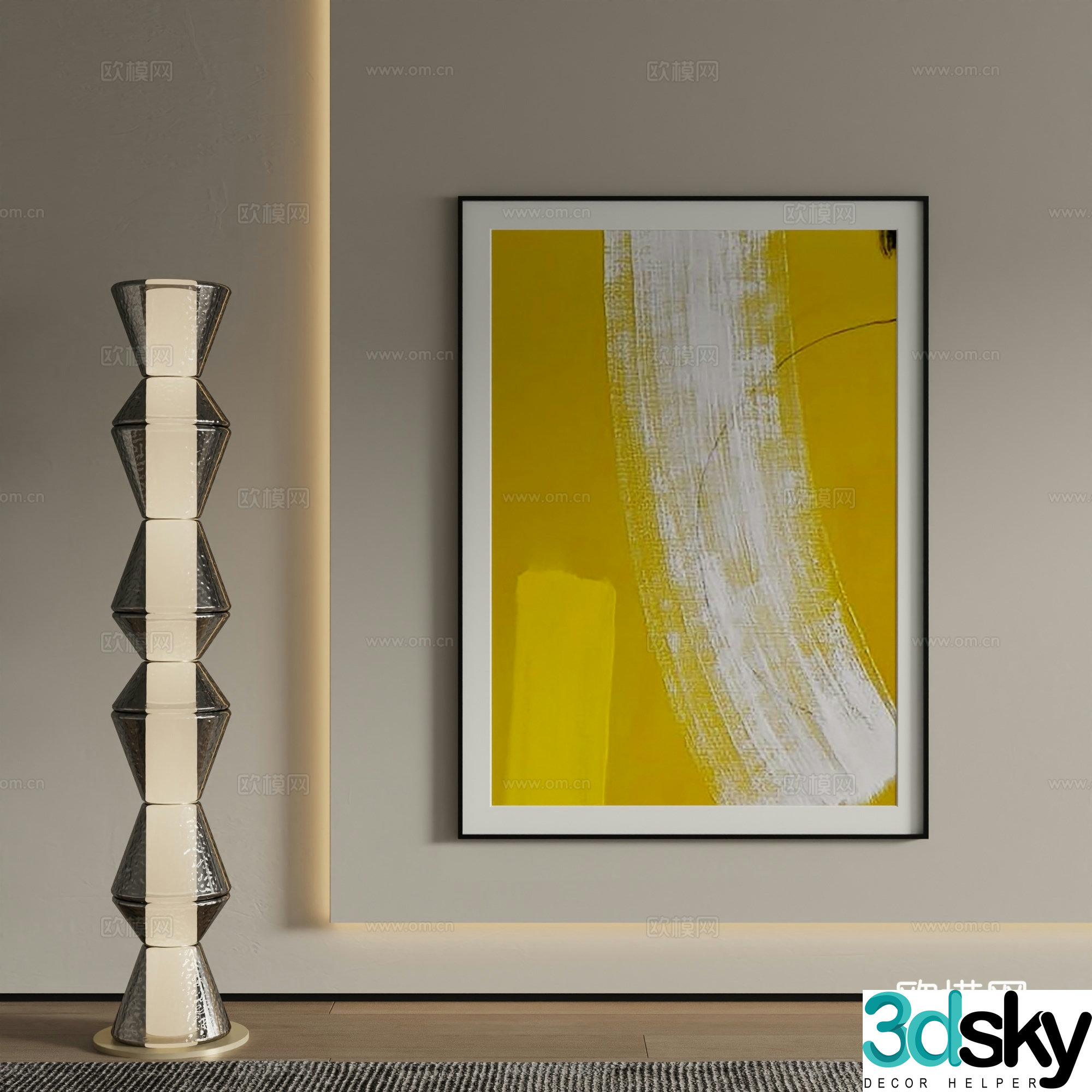 Modern abstract painting decorative painting 3d model