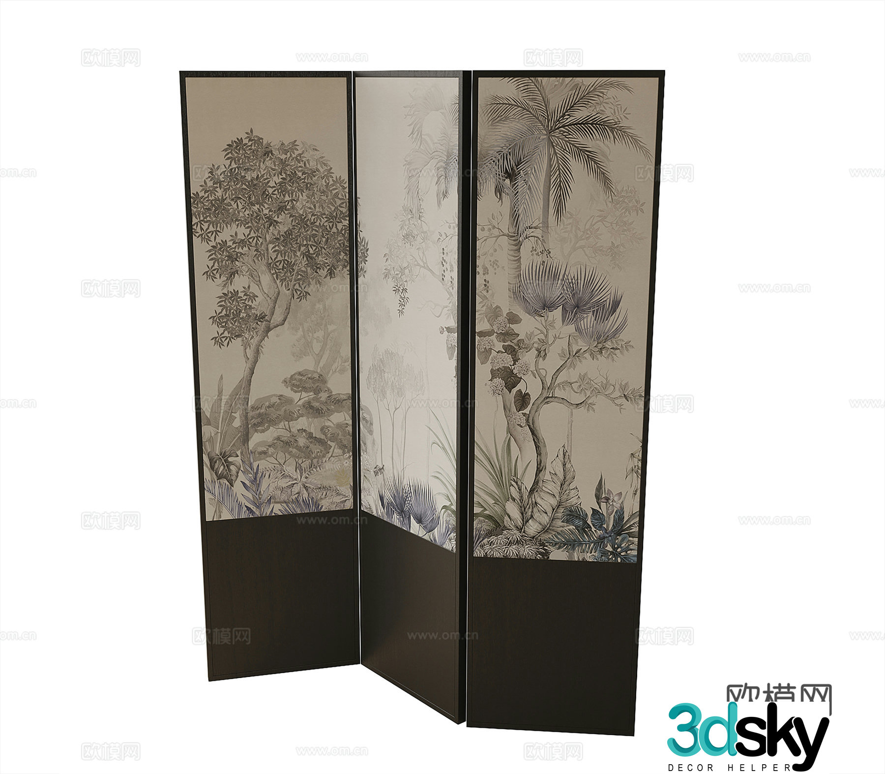 French folding screen 3d model