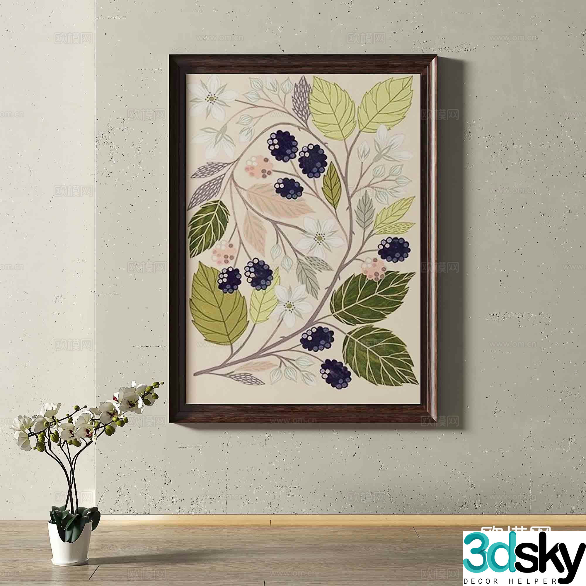 Retro hanging paintings decorative paintings 3d model