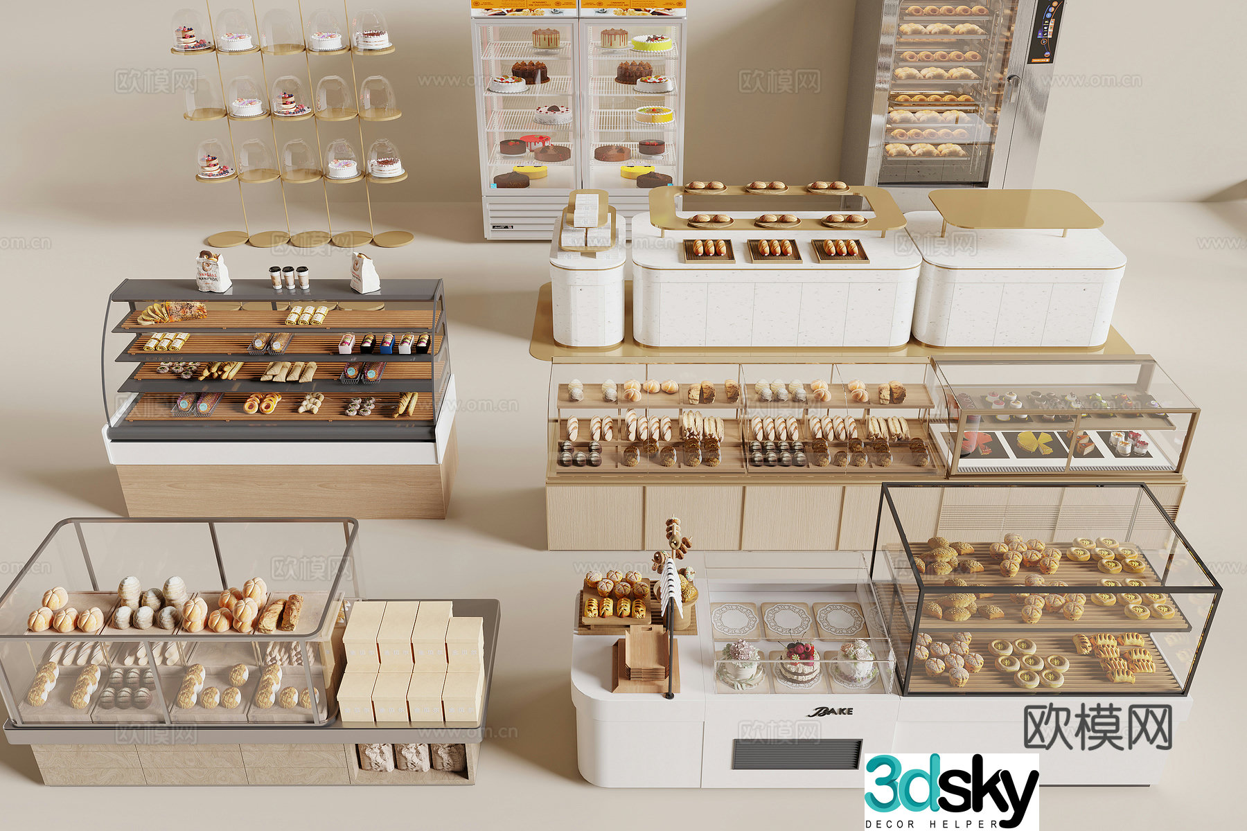 Modern bread shelves 3d model