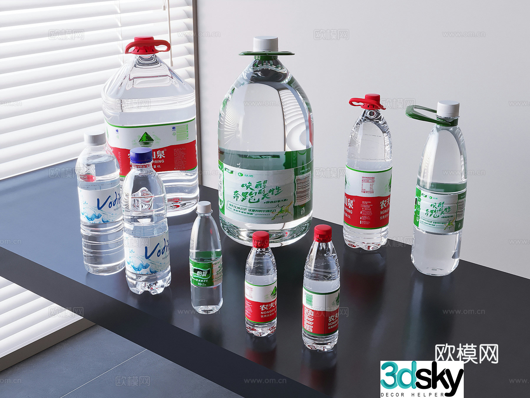 Mineral water bottles Drink water farmers and mountain spring bucket water Yibao mineral water 3D model