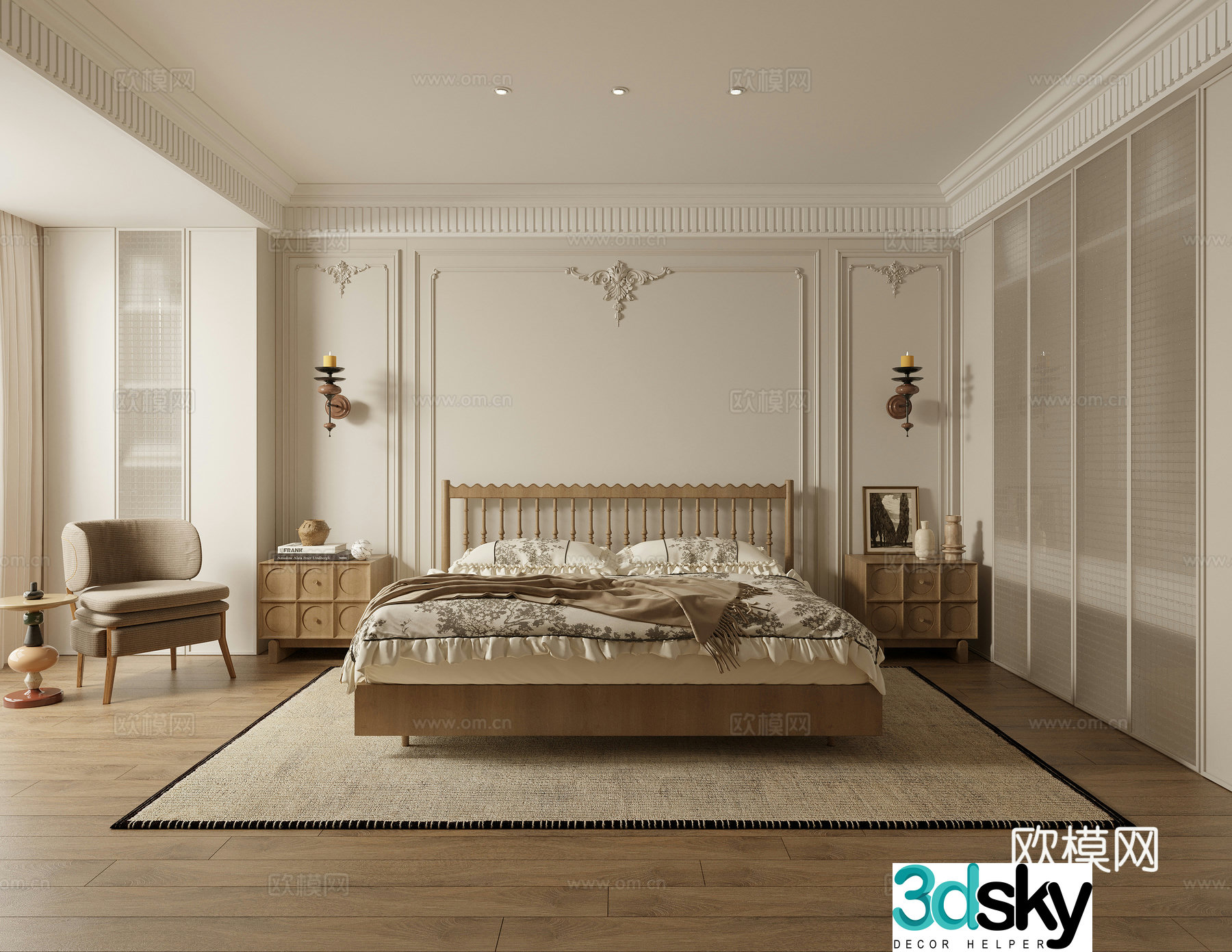 French bedroom master bedroom 3d model