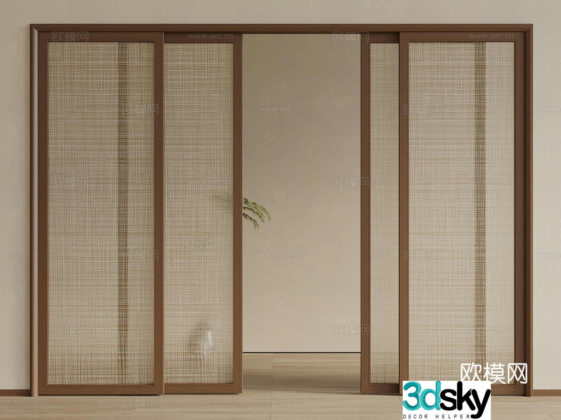 New Chinese sliding door sliding door 3D model