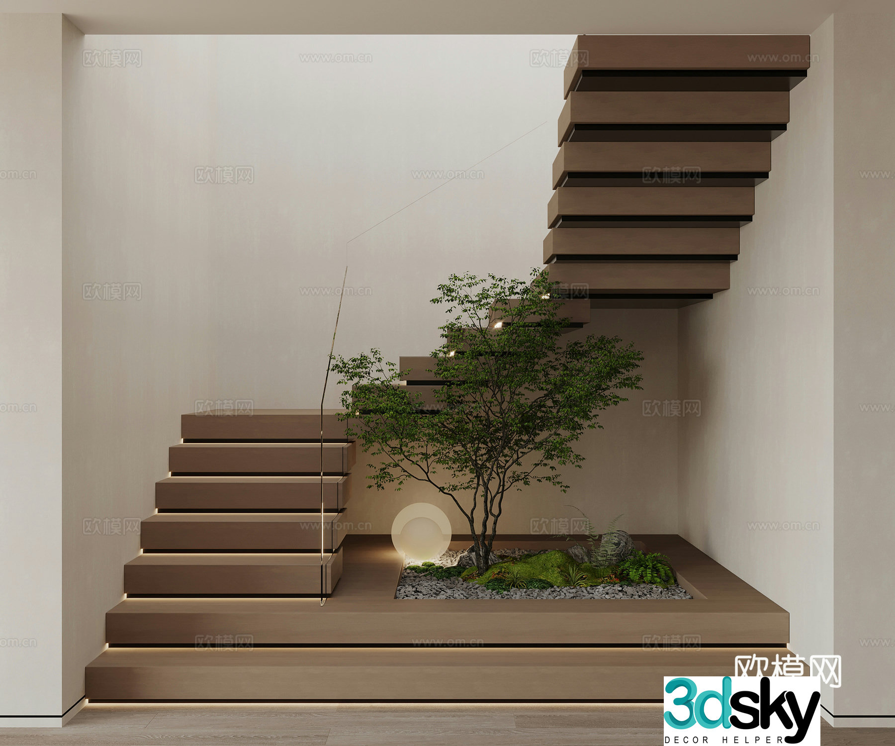 Modern stairwell Stair landscaping 3D model