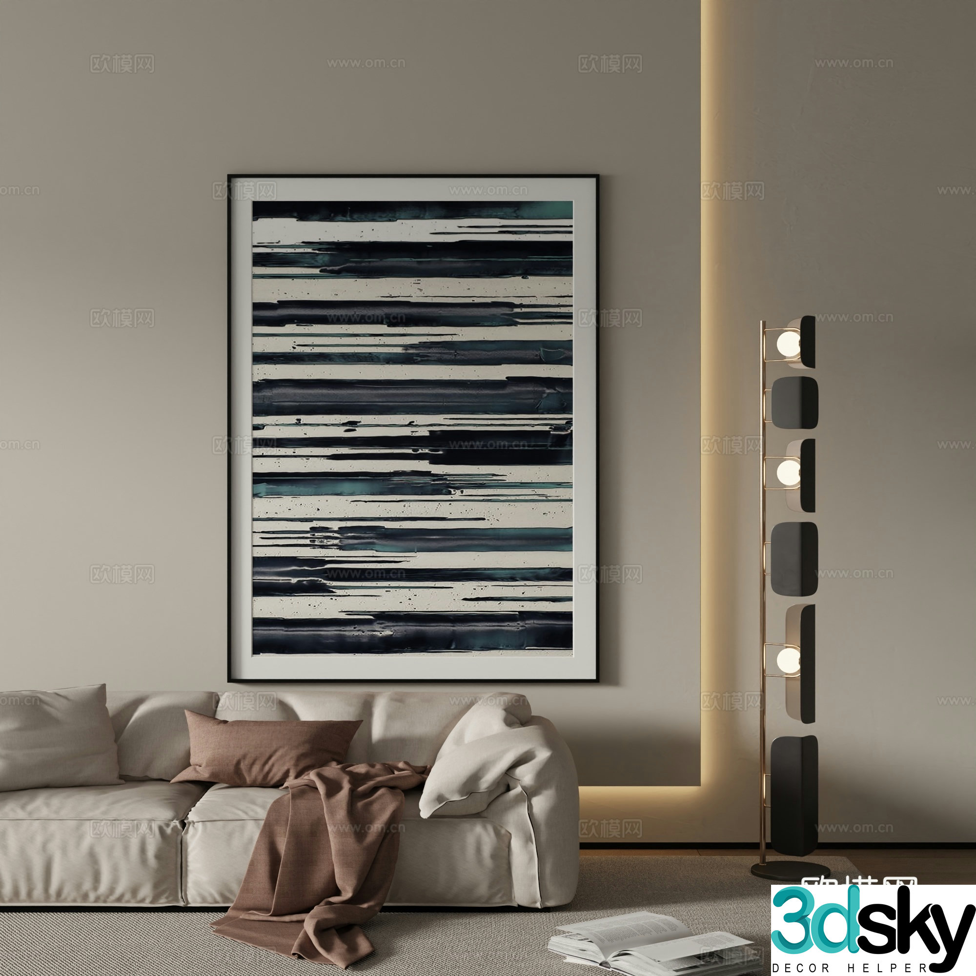 Modern abstract painting decorative painting 3d model