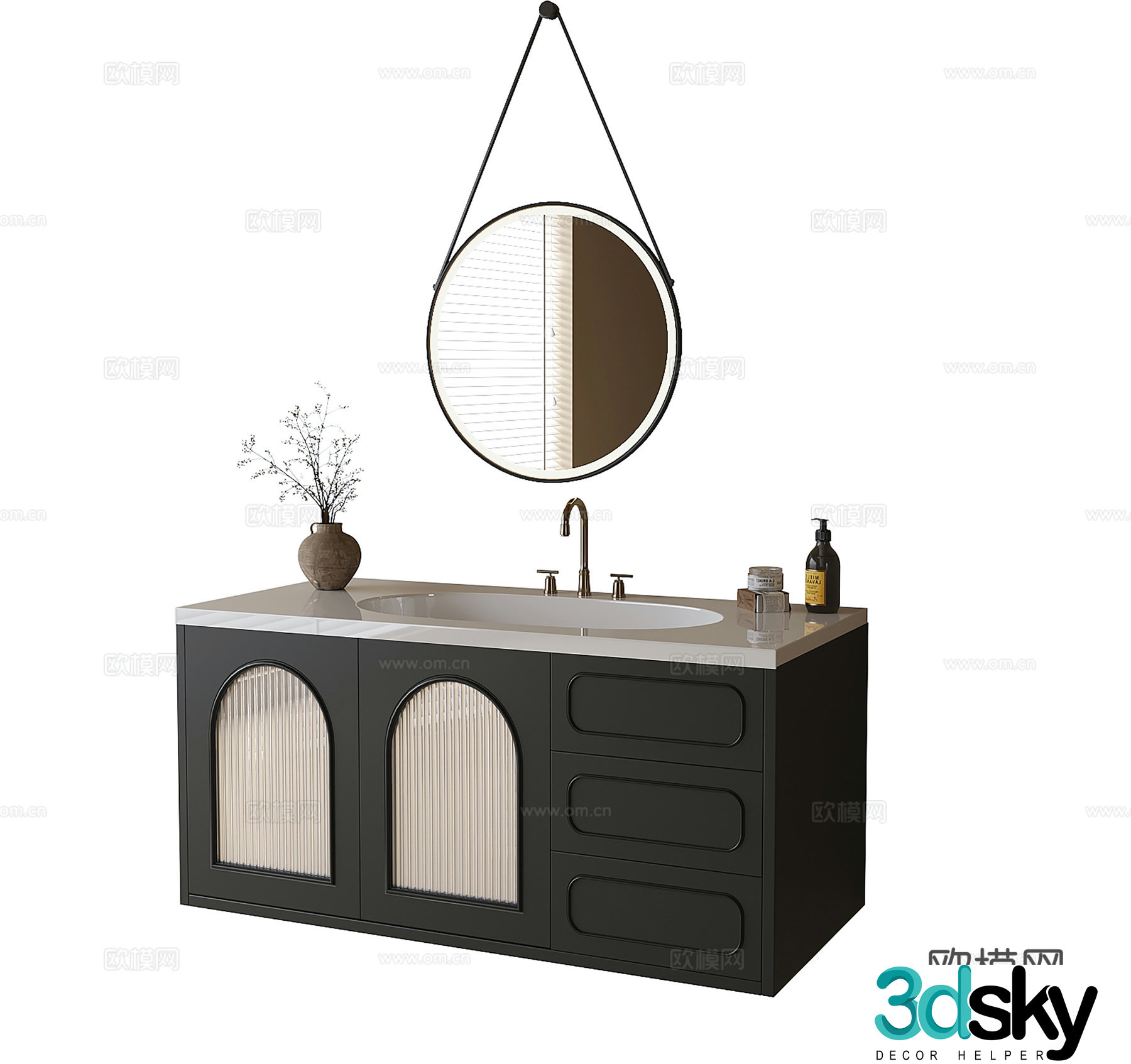 French bathroom cabinet hand -to -table bathroom 3D model