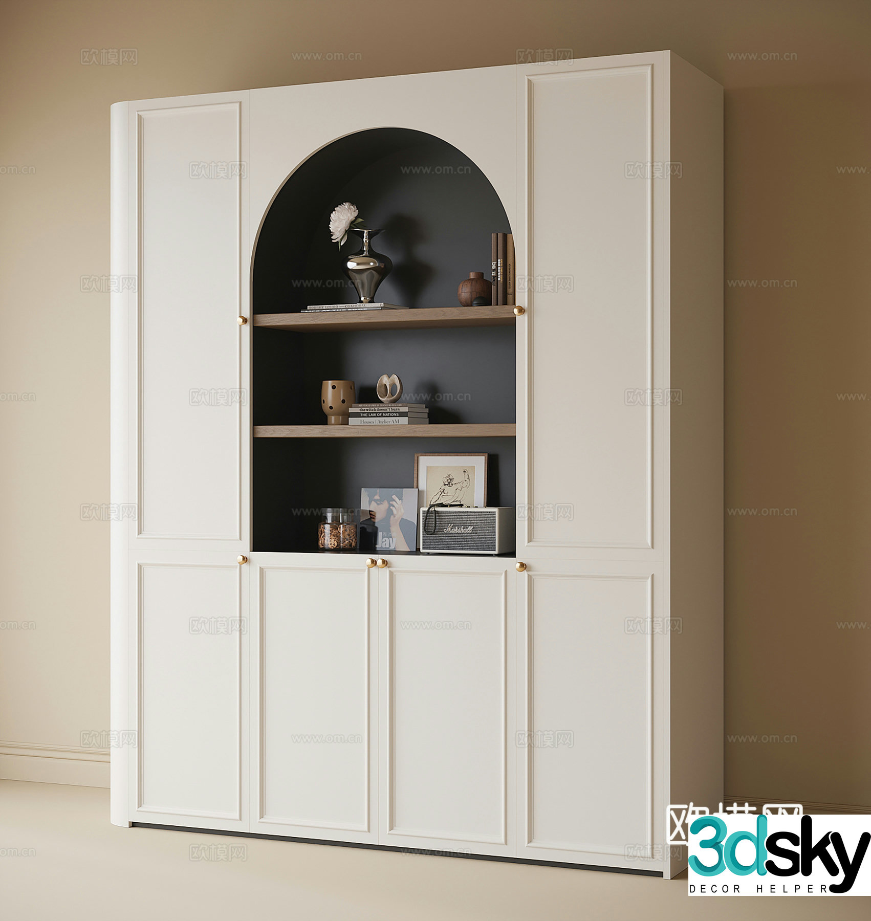 French bookcase display cabinet 3d model