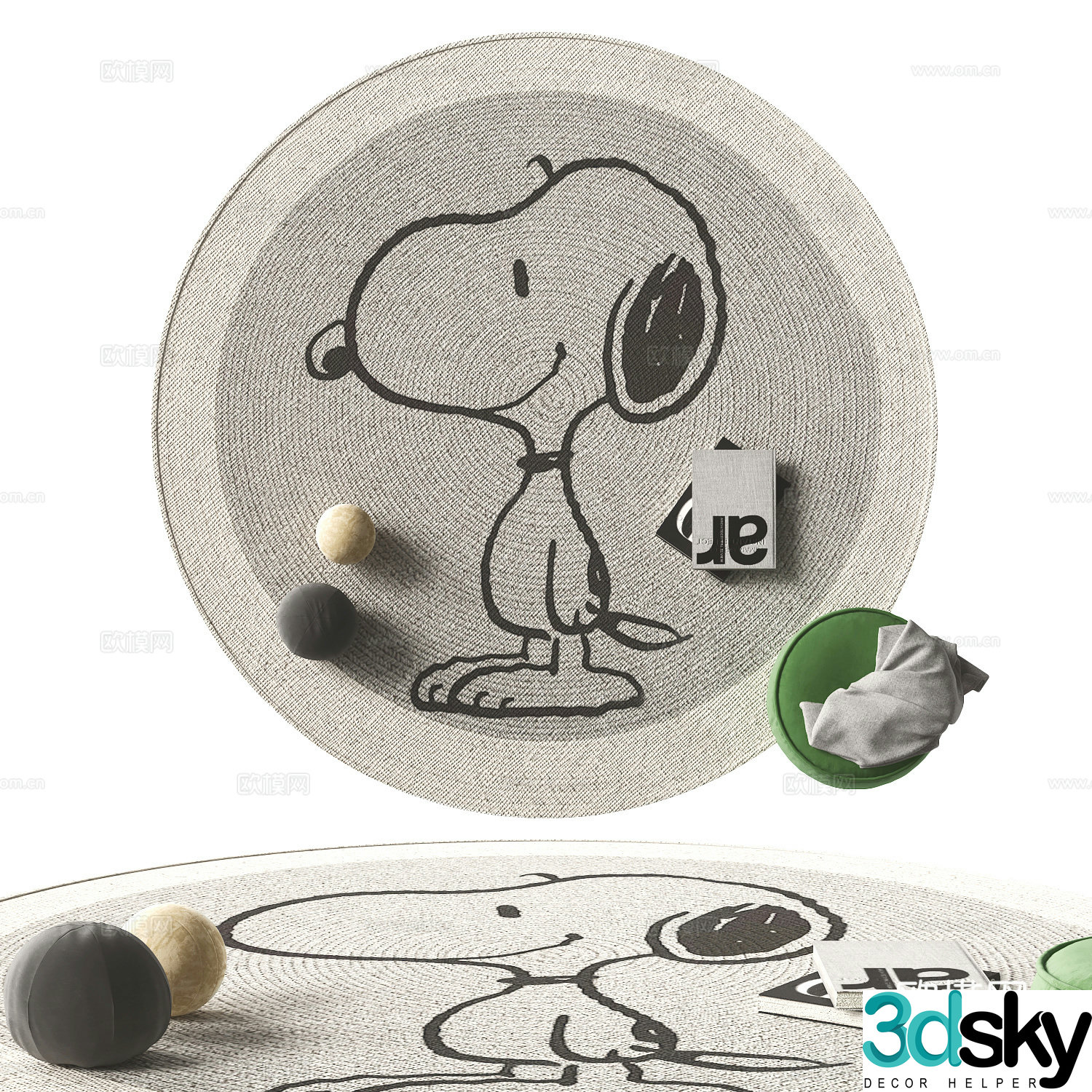 Modern children’s carpet round carpet 3D model