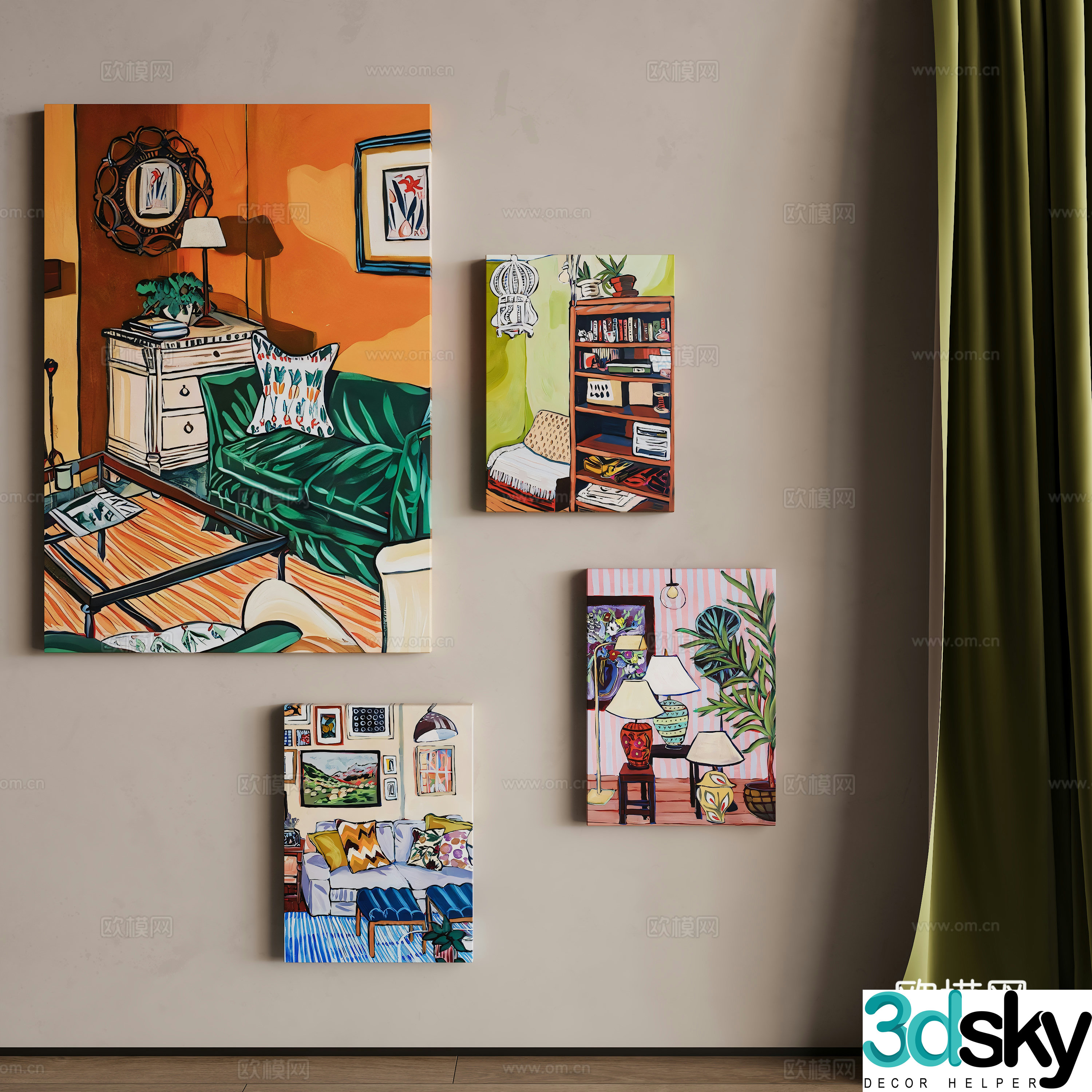French oil painting decorative painting 3d model