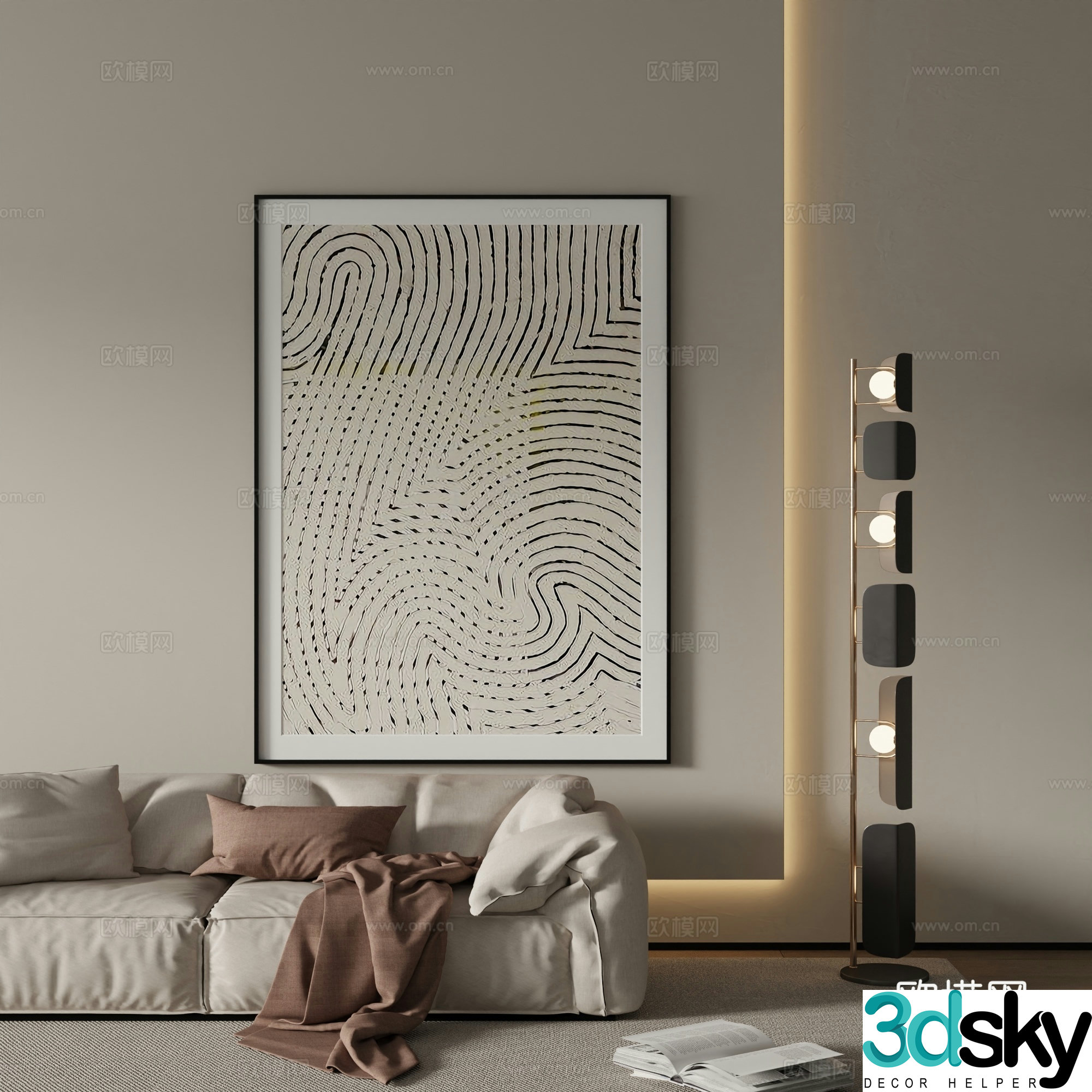 Modern abstract painting decorative painting 3d model