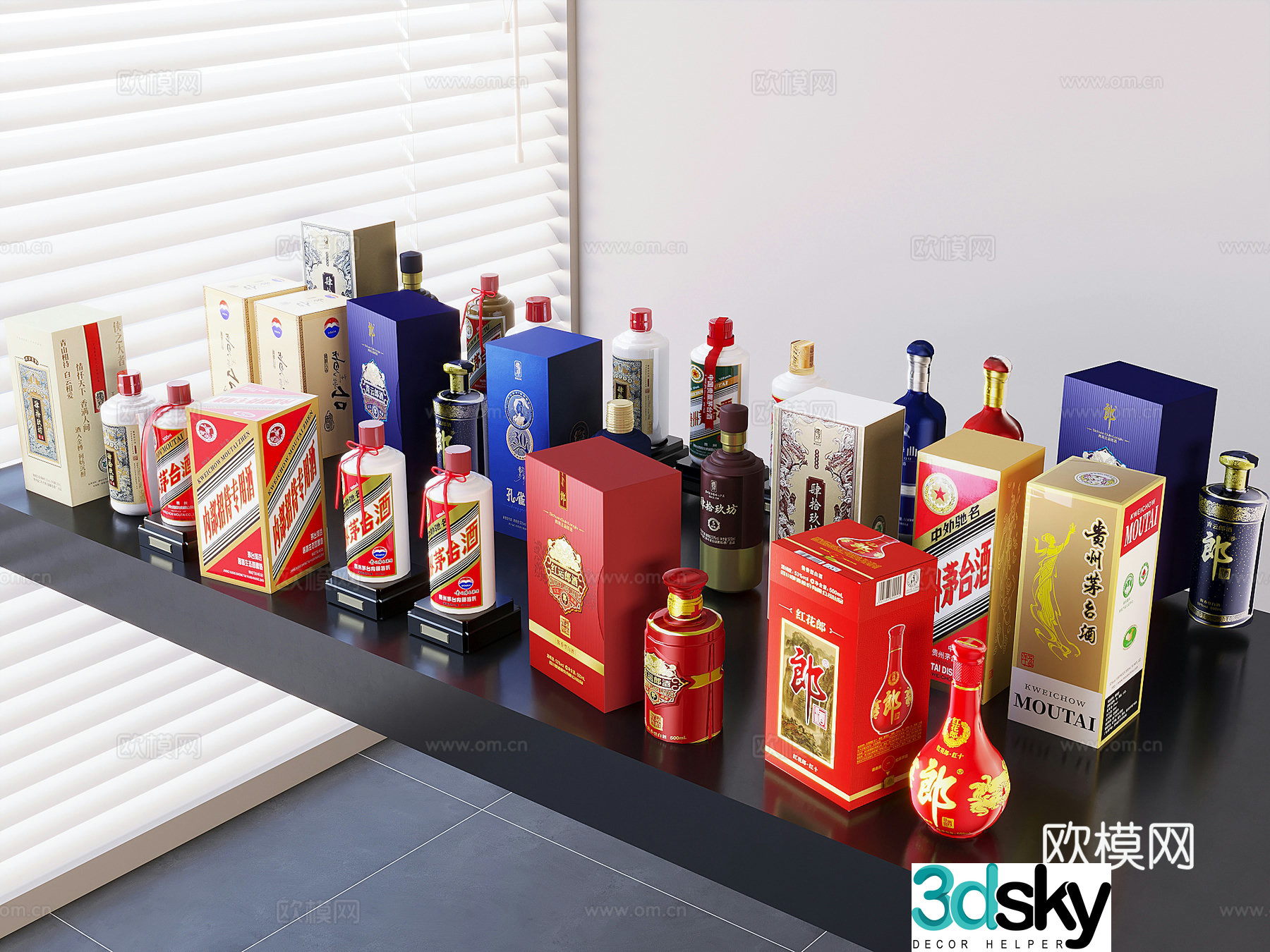 Maotai liquor Langjiu Baijiu Liquor Wine Bottle 3D Model