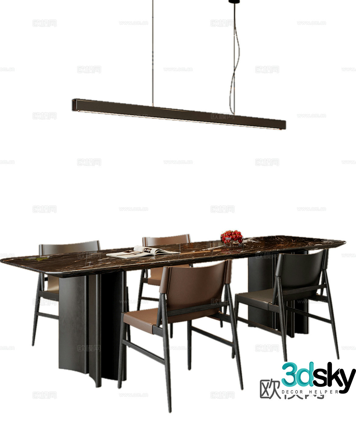 Italian dining table and chair 3D model