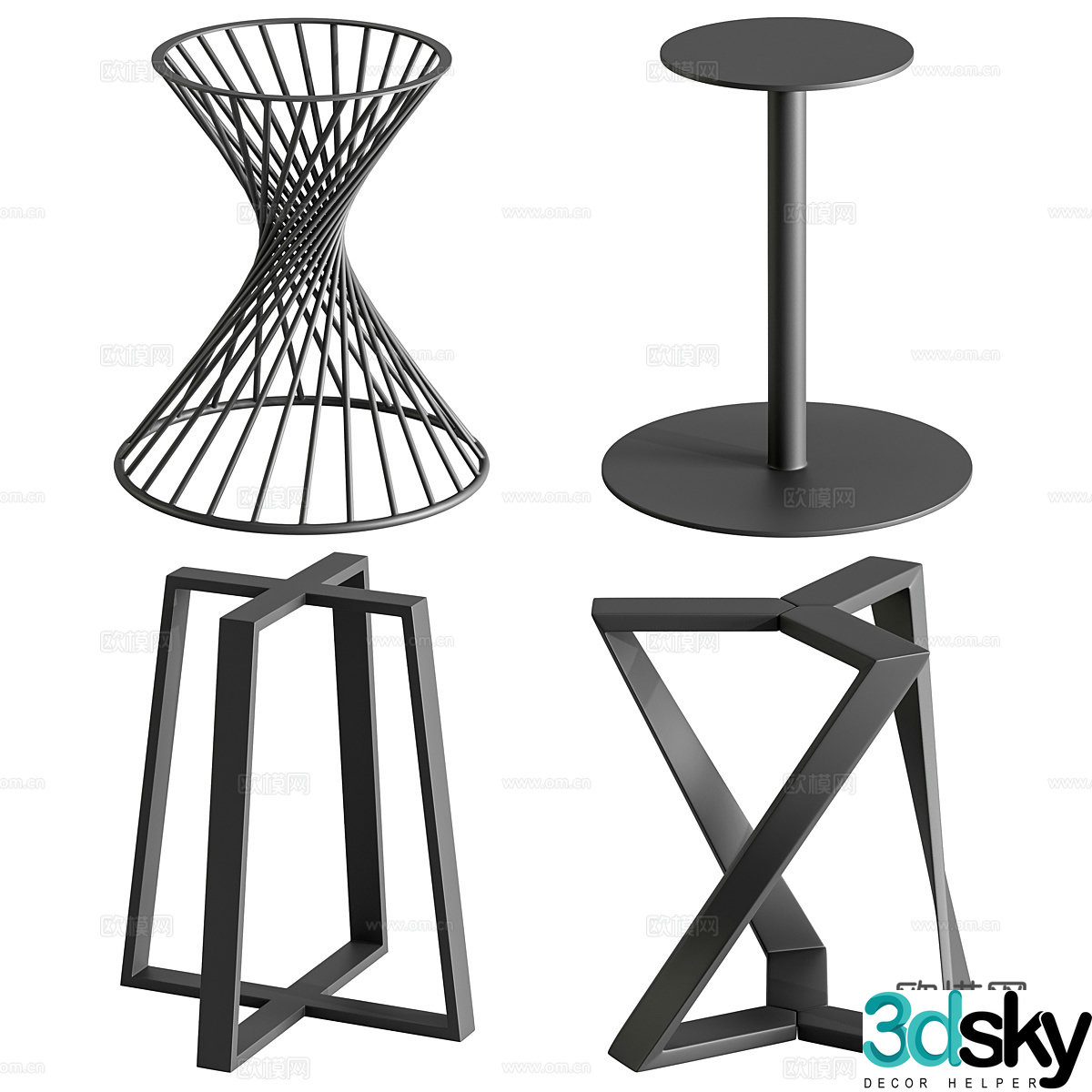Modern corner table side table hardware 3D model