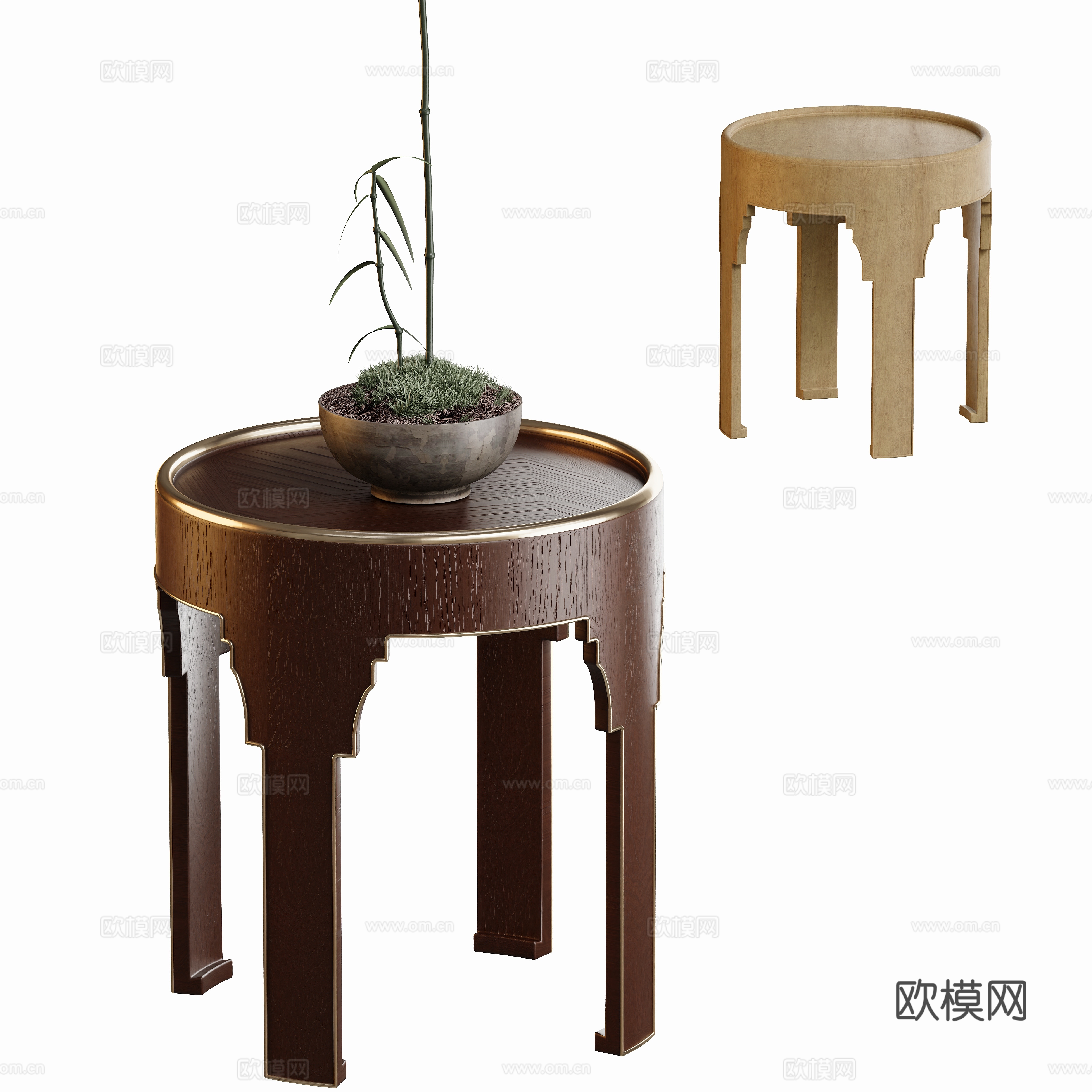 New Chinese style round table corner table side table 3D model