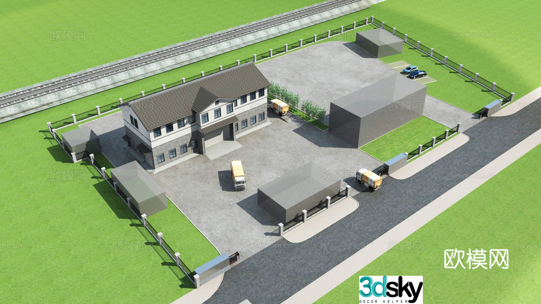 She County Road Administration Garbage Station Transfer Station Aerial View 3D Model