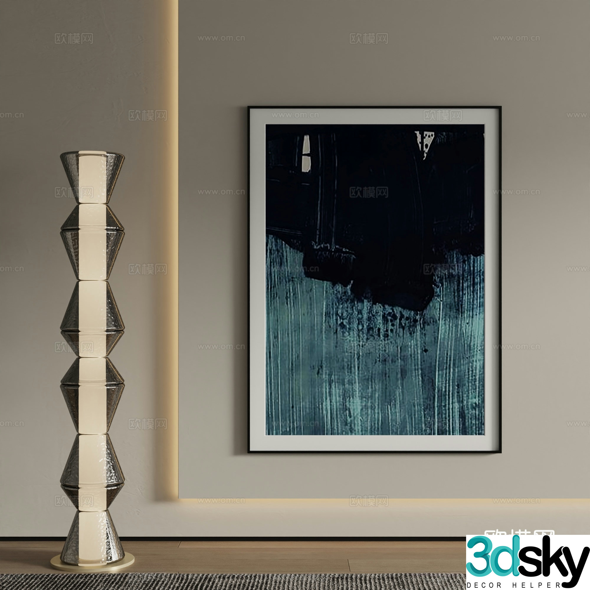 Modern decorative painting Abstract painting 3d model