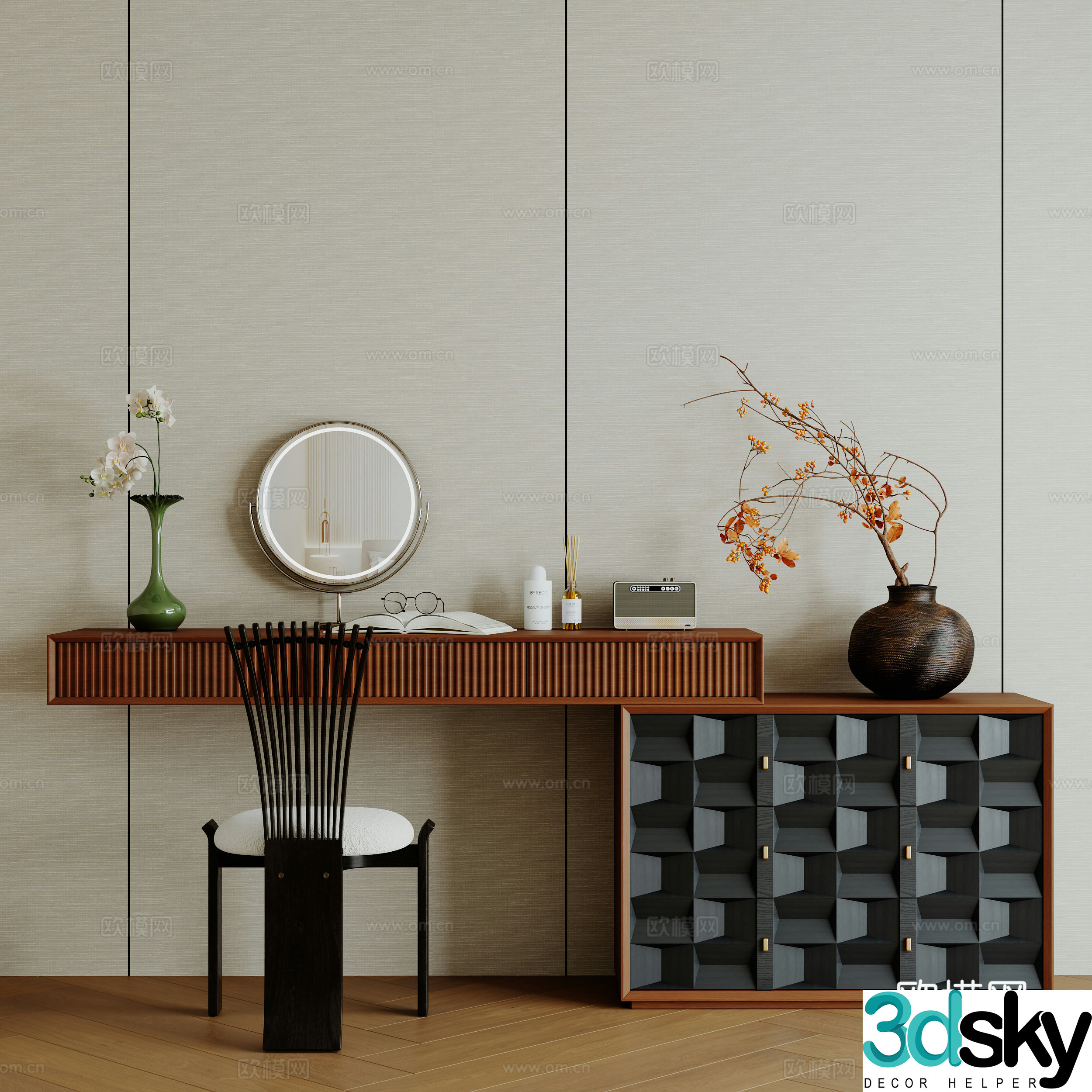 Medium style dressing table 3D model