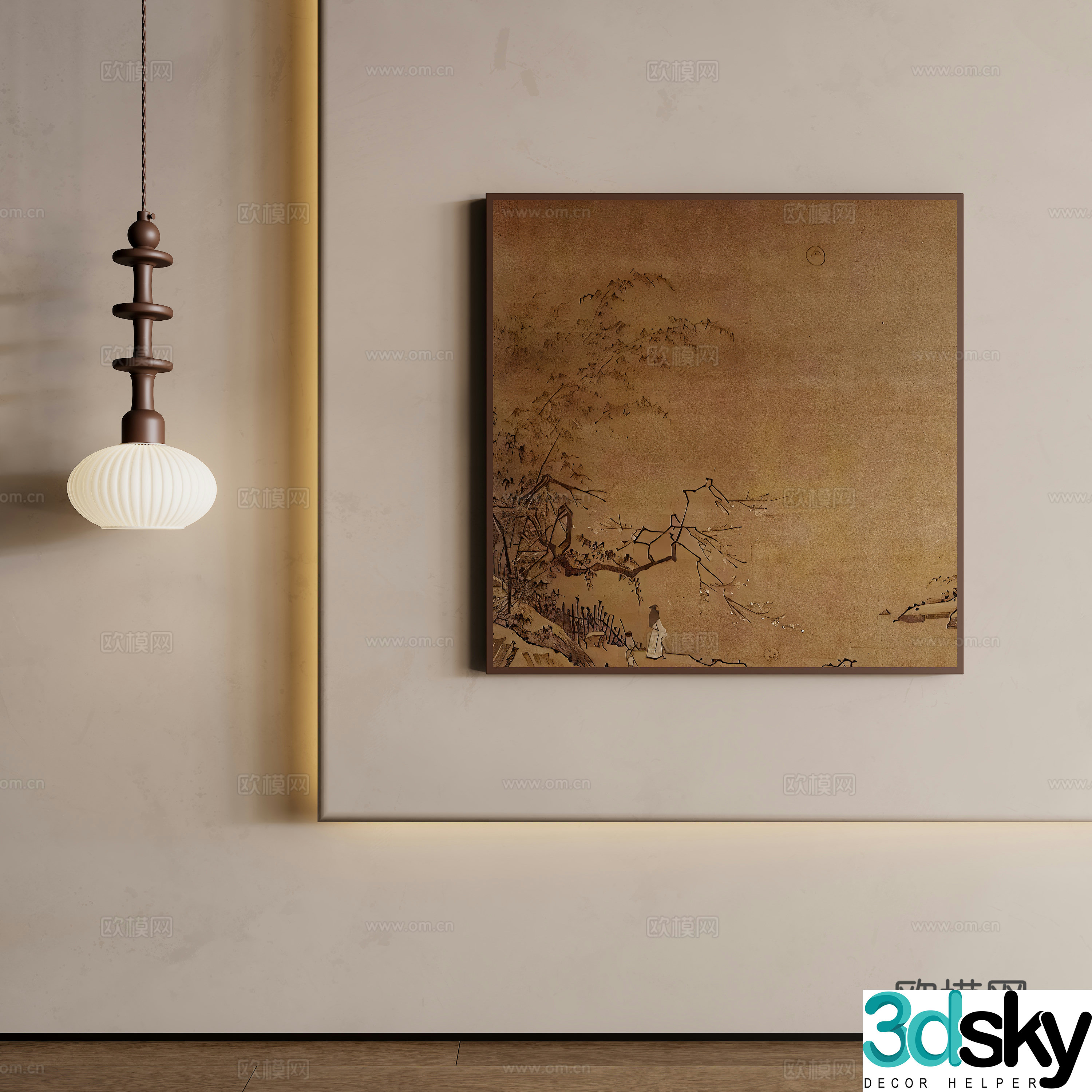 Middle-aged hanging paintings decorative paintings 3D model