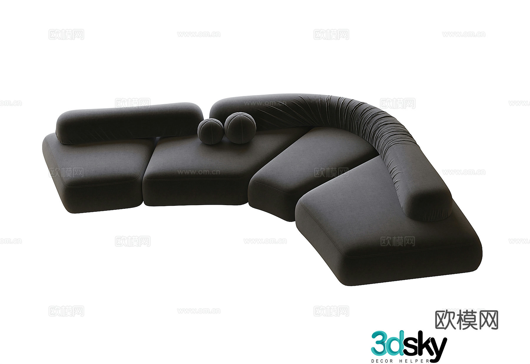 Modern curved sofa multiplayer sofa 3D model
